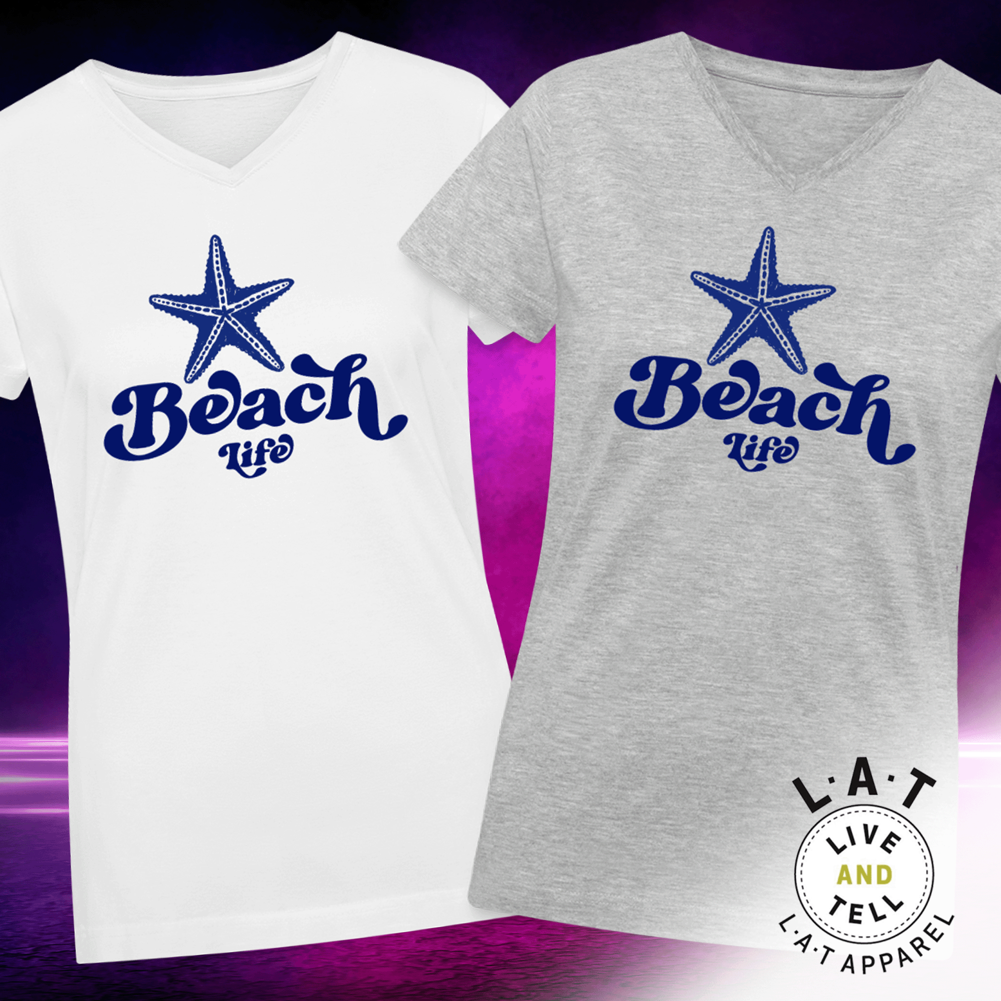 Women's Beach Life Starfish V-Neck T-Shirt