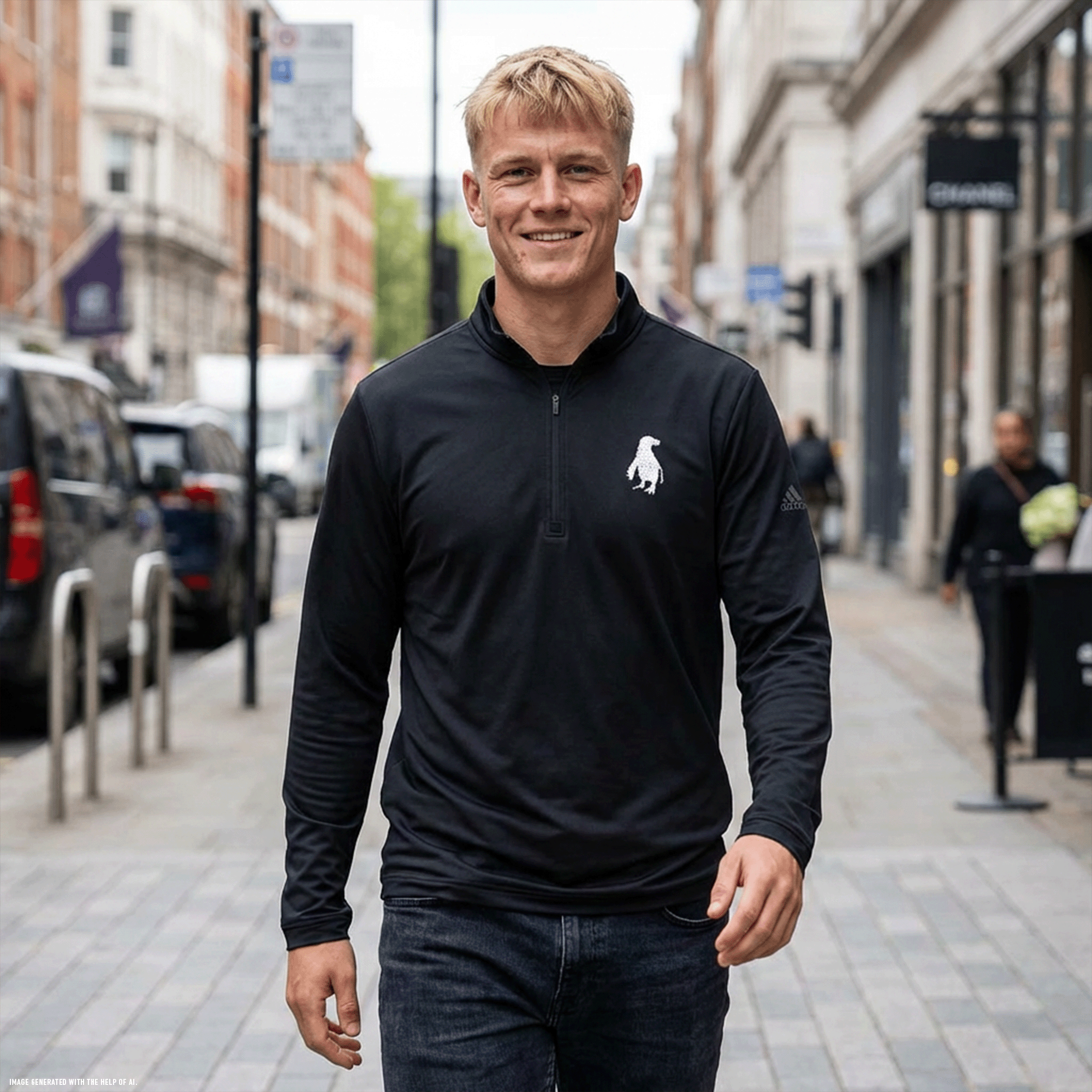Adidas Embroidered Penguin Quarter-Zip Pullover