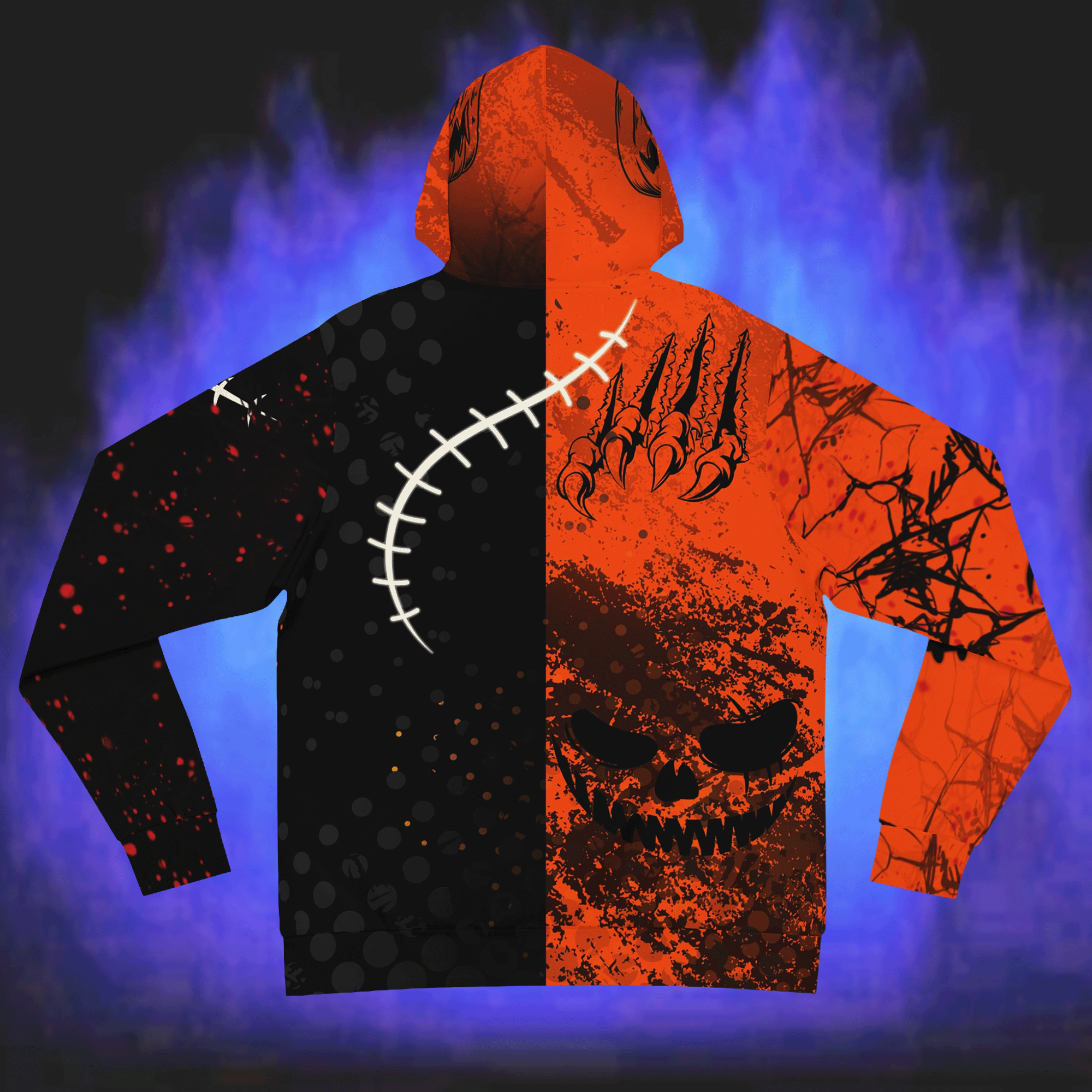 Halloween Pumpkin Faces All Over Print Hoodie