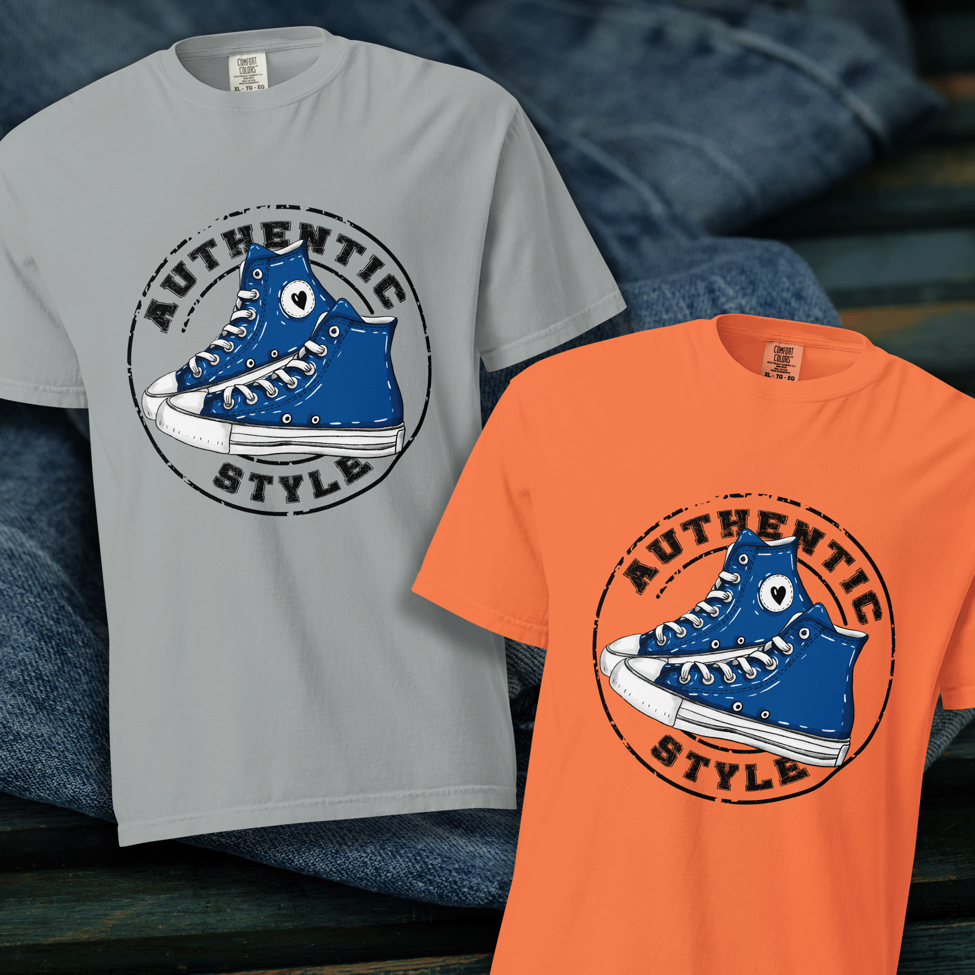 Authentic Style Blue Sneakers Tee
