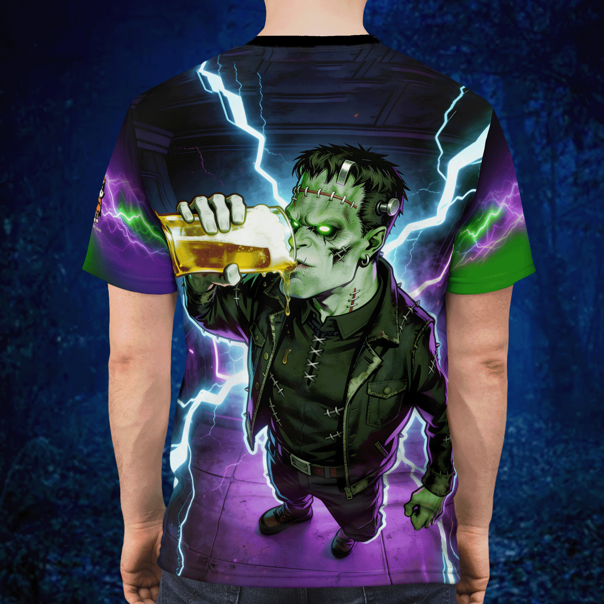 Frankenstein Halloween Cheers All-Over Print Tee
