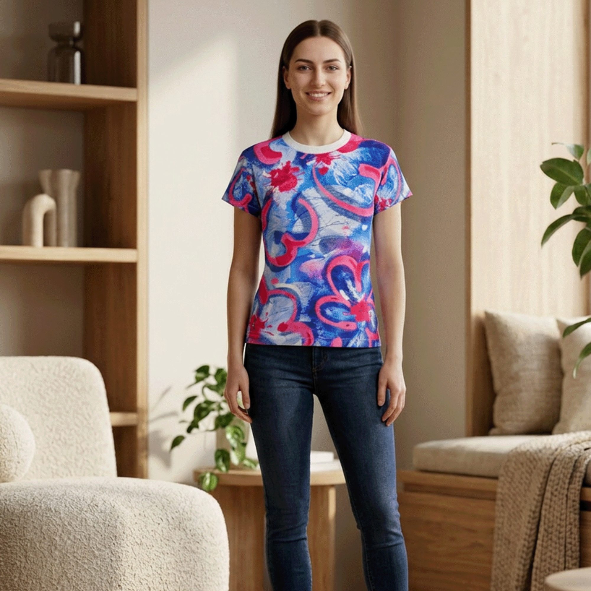 Women's Abstract Floral Watercolor Tee