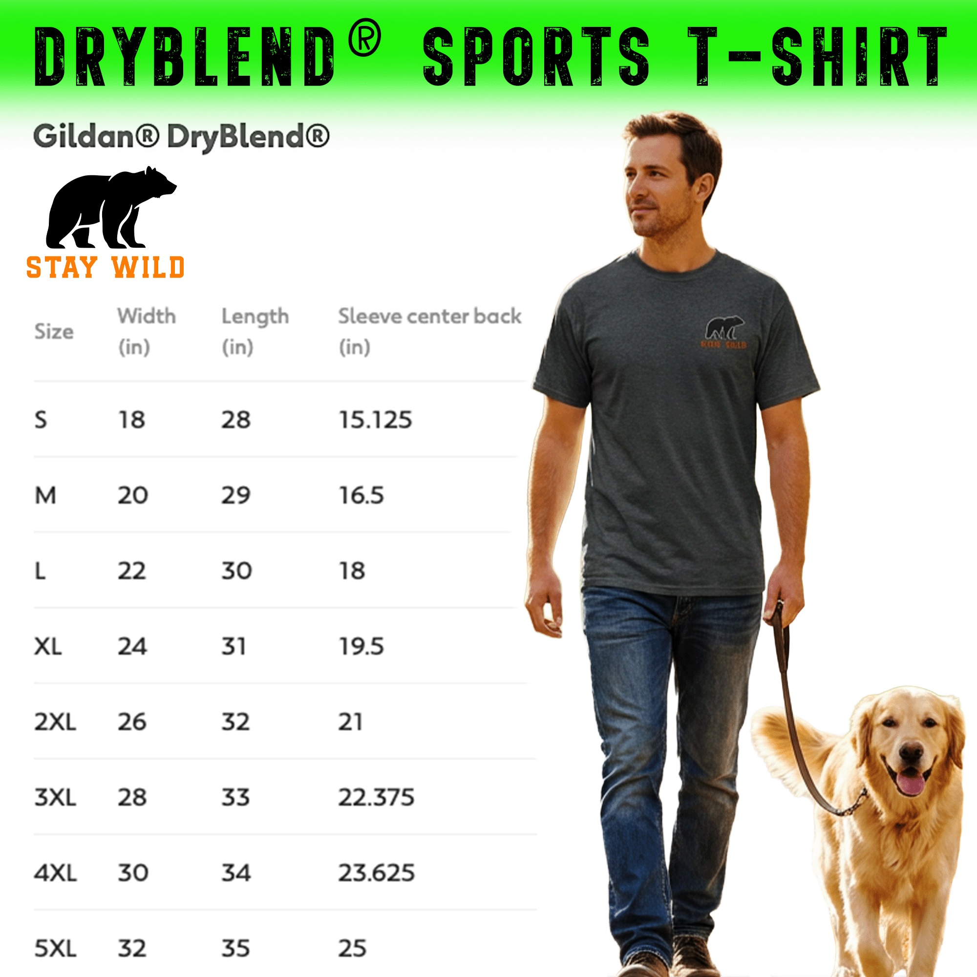 Embroidered Stay Wild Bear DryBlend® T-Shirt