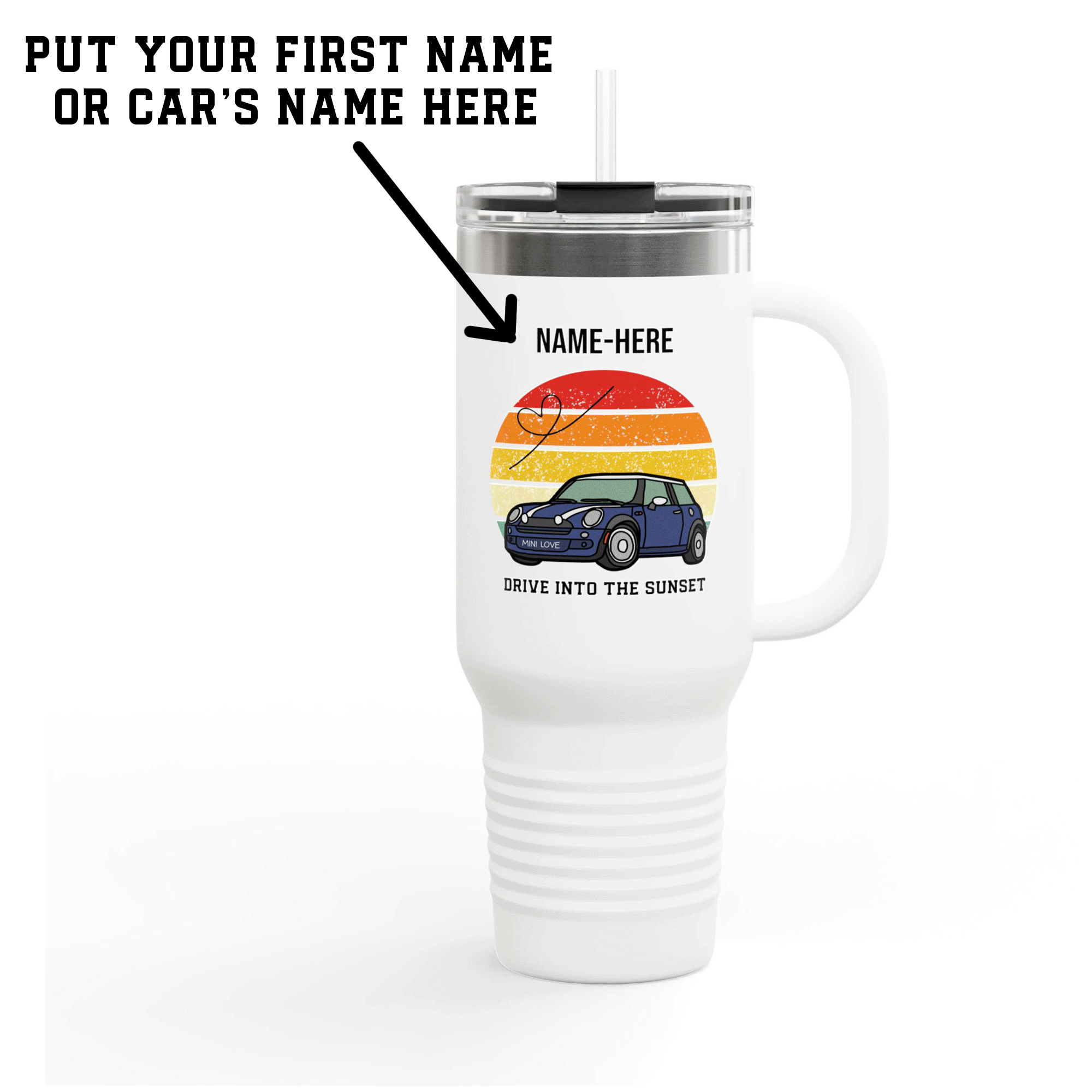 Personalized Mini Drive Into the Sunset Insulated 40oz Travel Mug