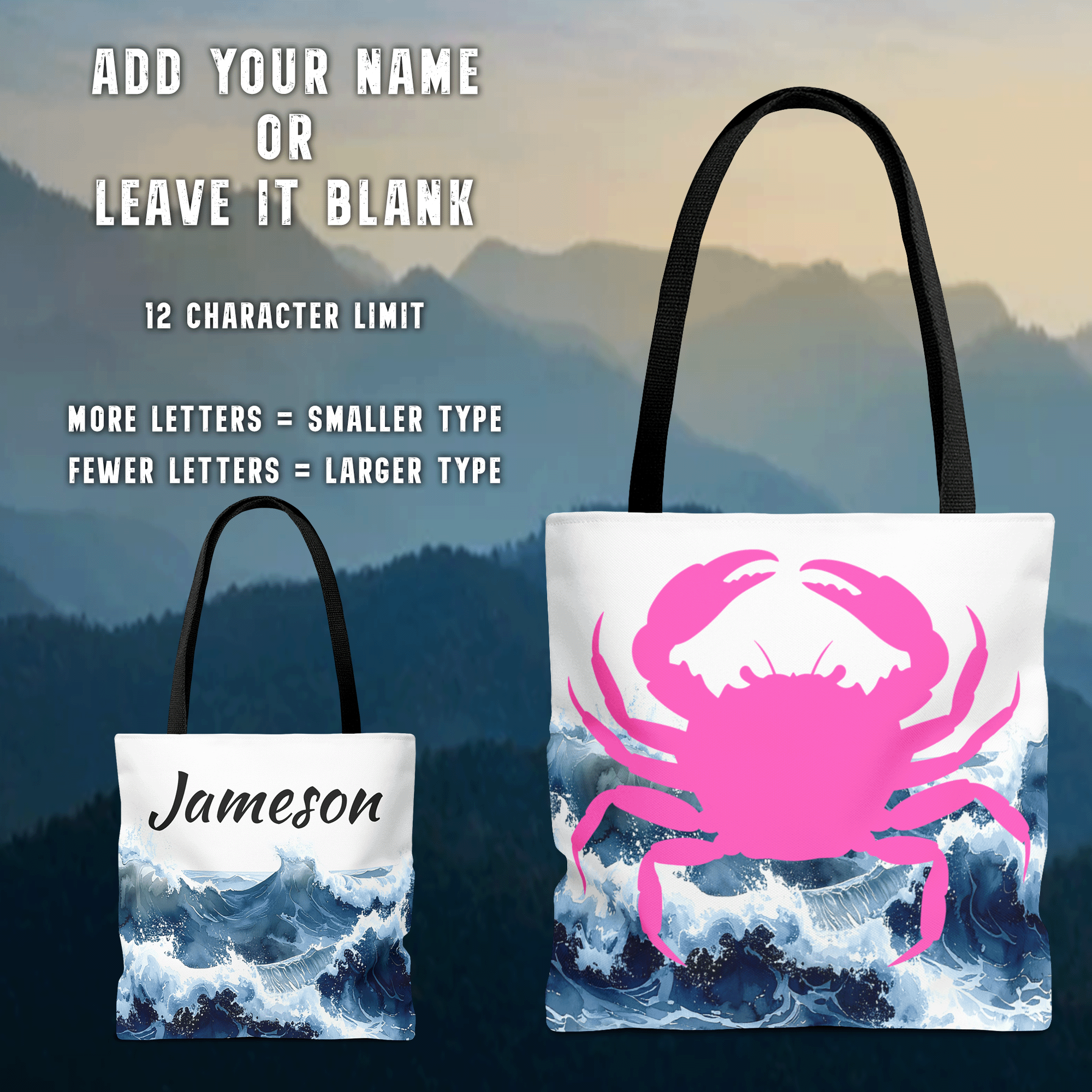 Pink Crab Ocean Tote Bag Beach Tote