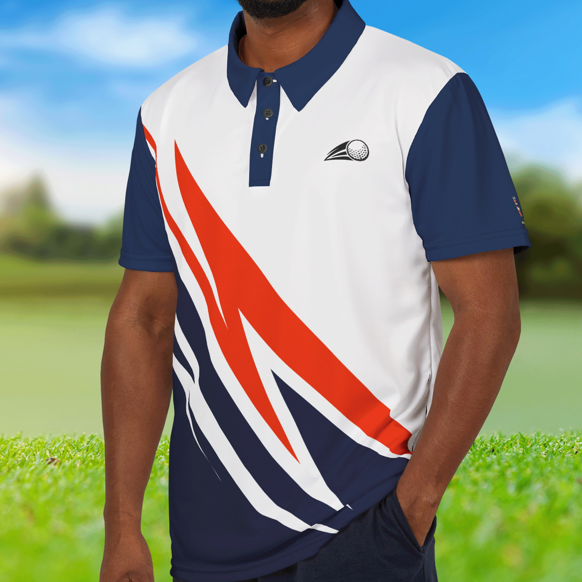 Golf Zig Zag Stripe Performance Polo Shirt