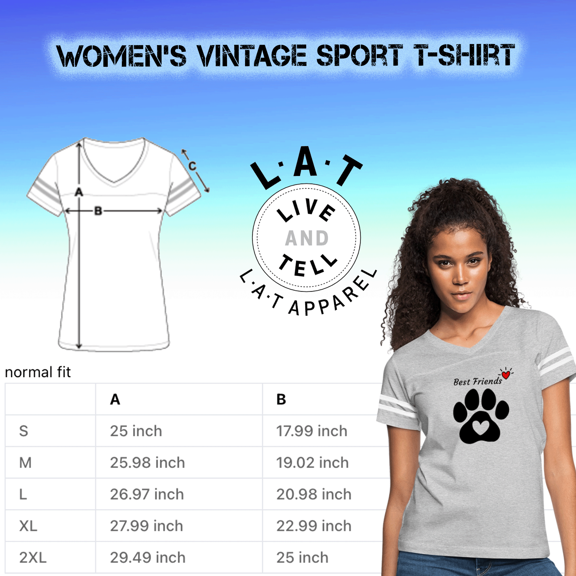 Women’s Dog Paw Best Friends Vintage Sport T-Shirt