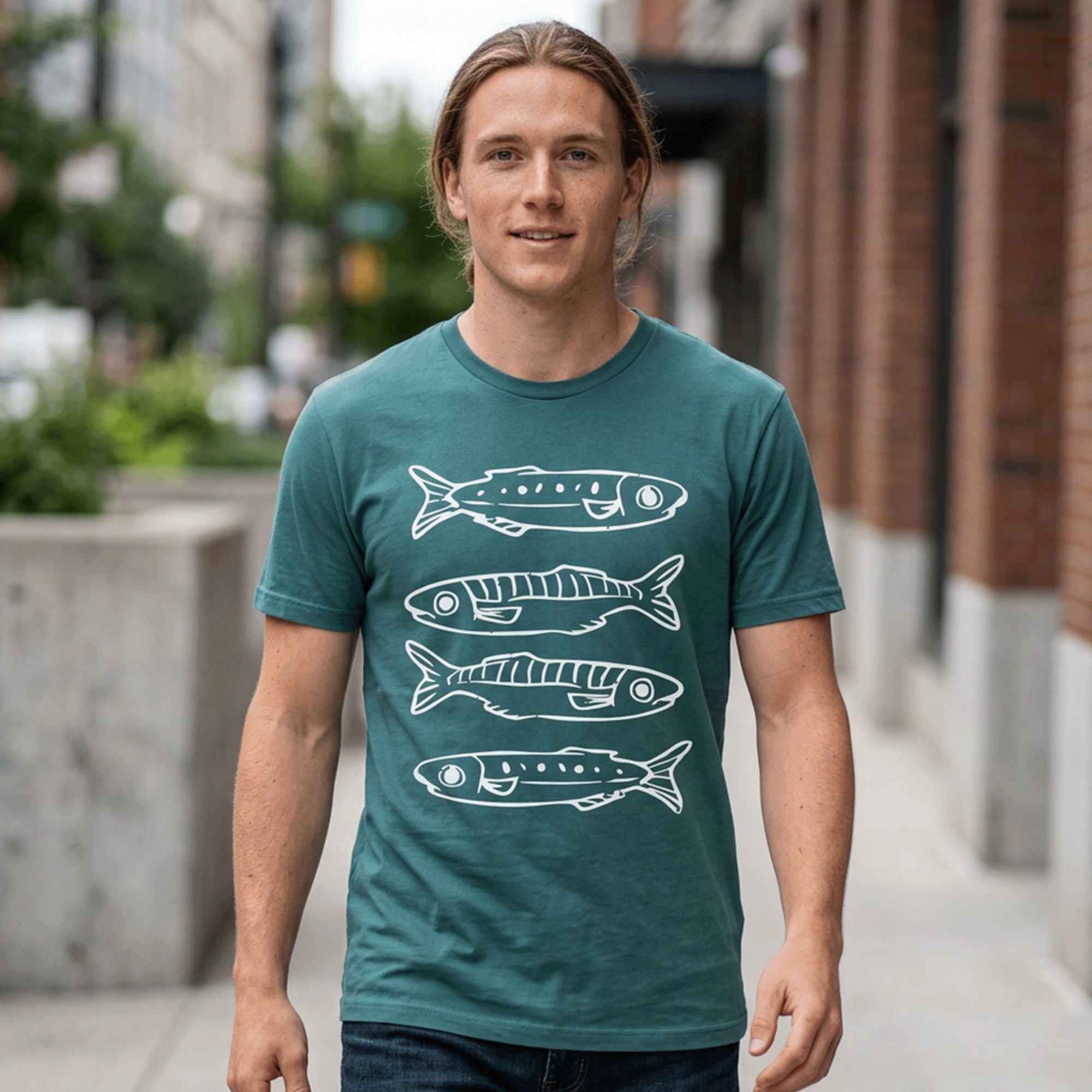 Sardine Stack Minimalist Recycled Cotton T‑Shirt
