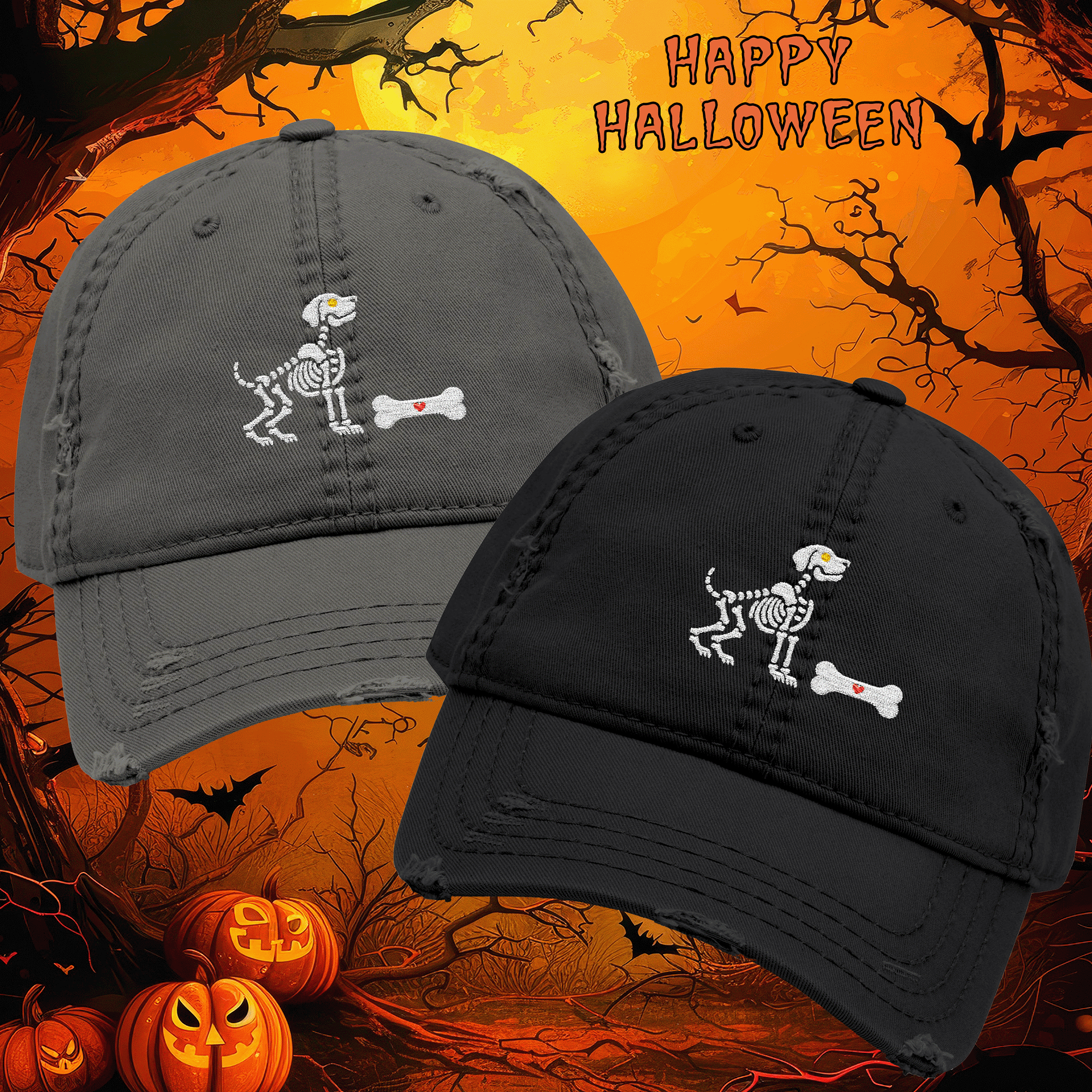 Embroidered Halloween Ghost Dog Hat
