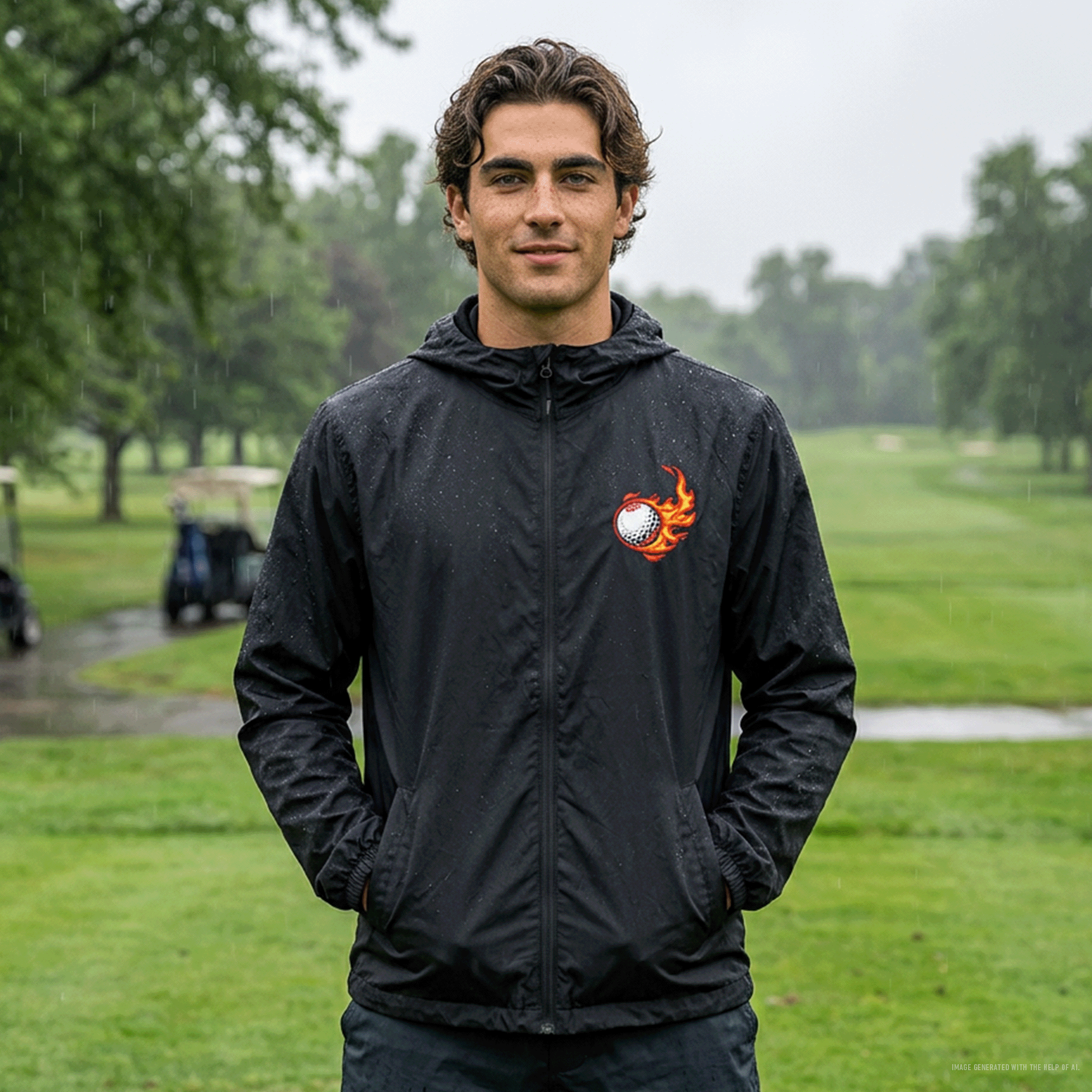 Flaming Golfball Unisex Full-Zip Windbreaker Jacket