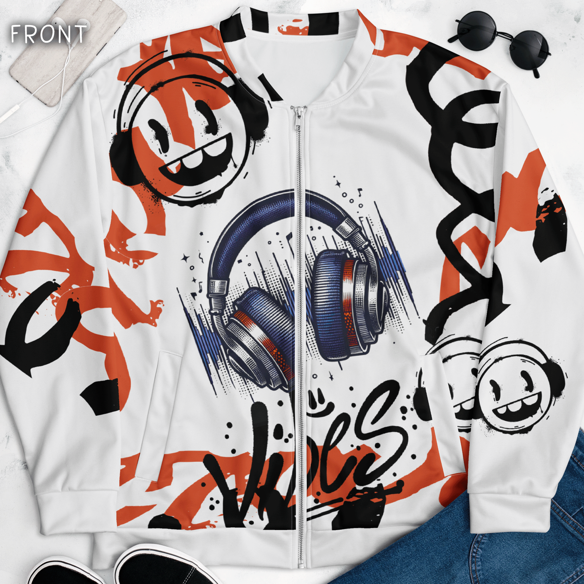 Good Vibes Headphones Bomber Jacket