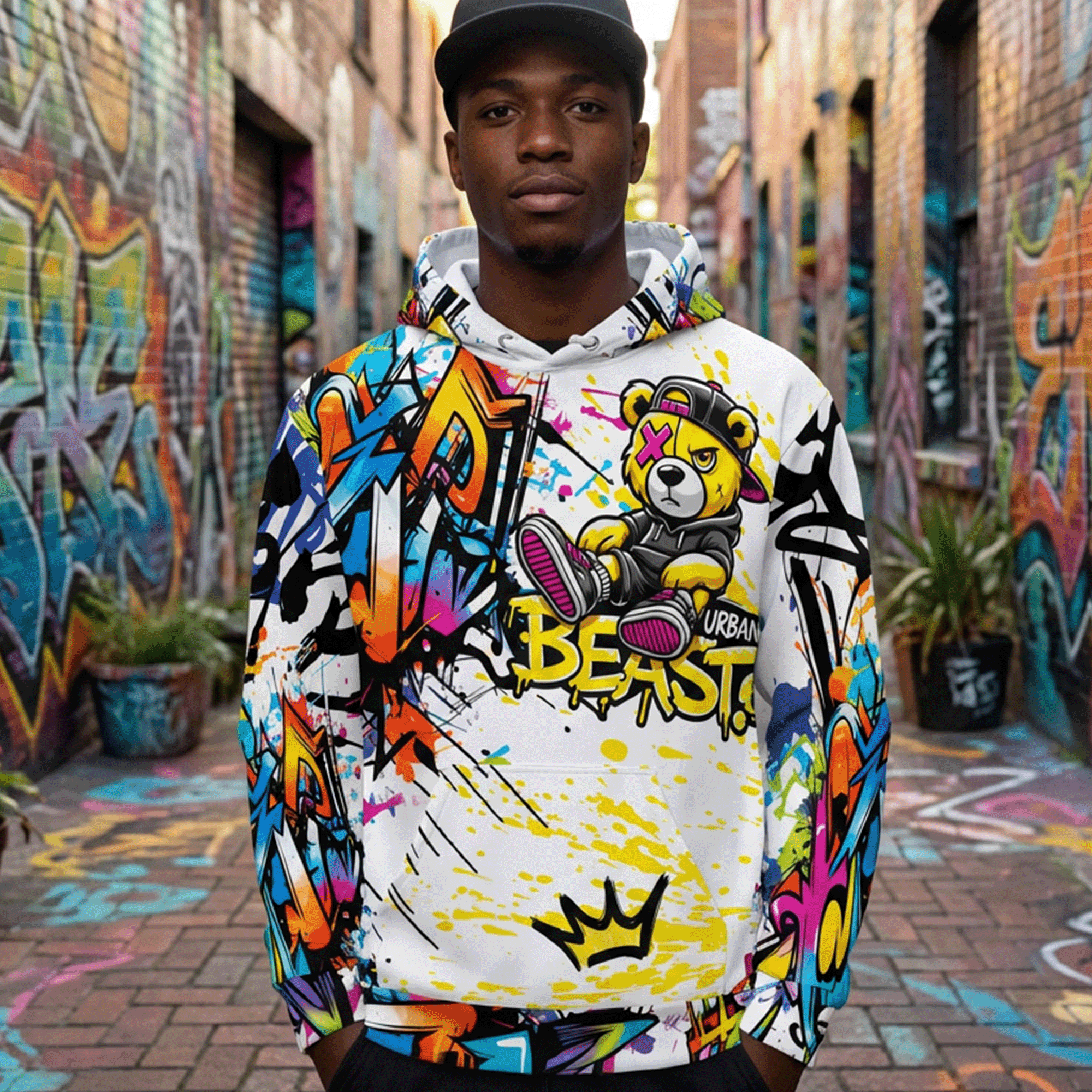 Graffiti Bear Streetwear Hoodie
