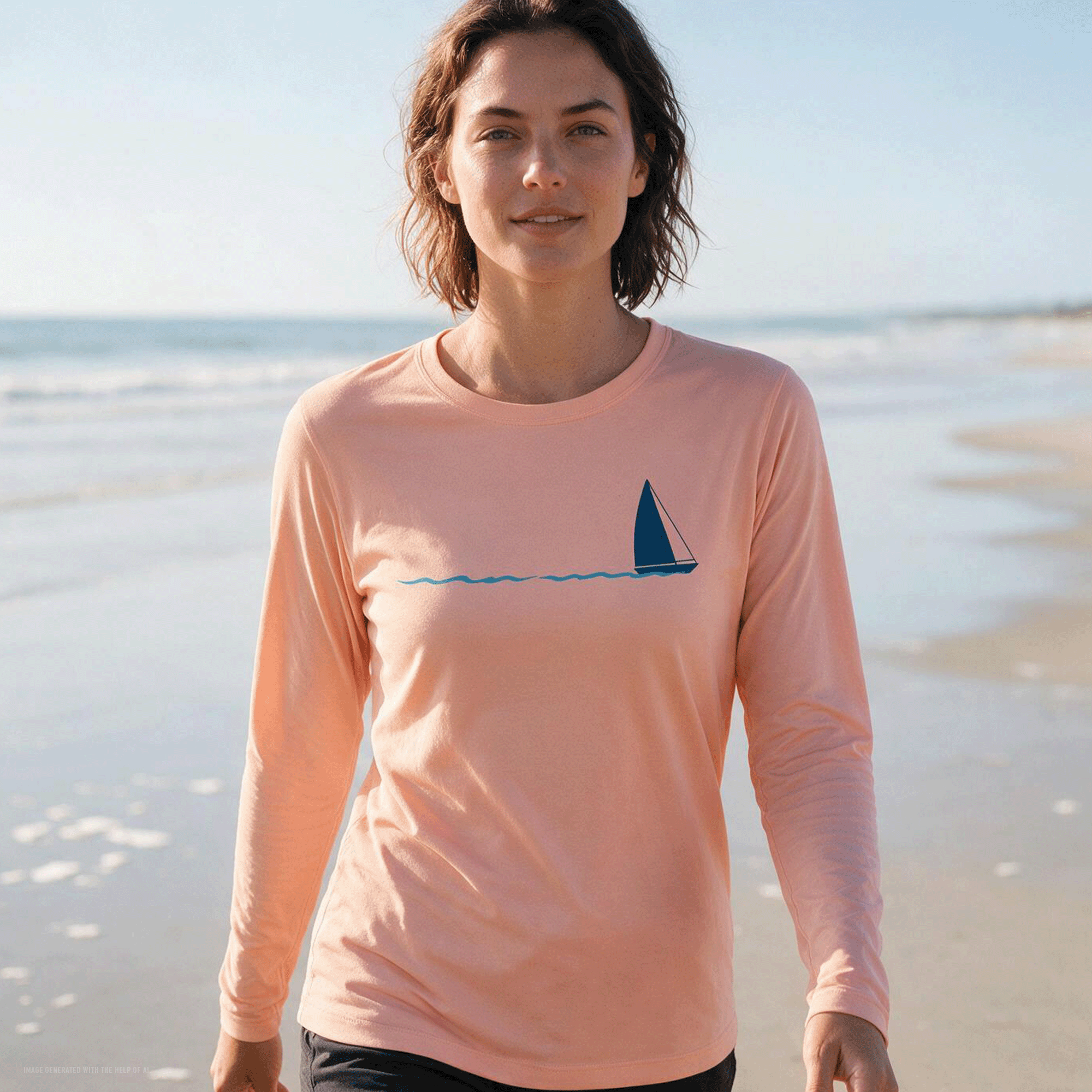 Women's Sailboat Long Sleeve UV Sun Shirt