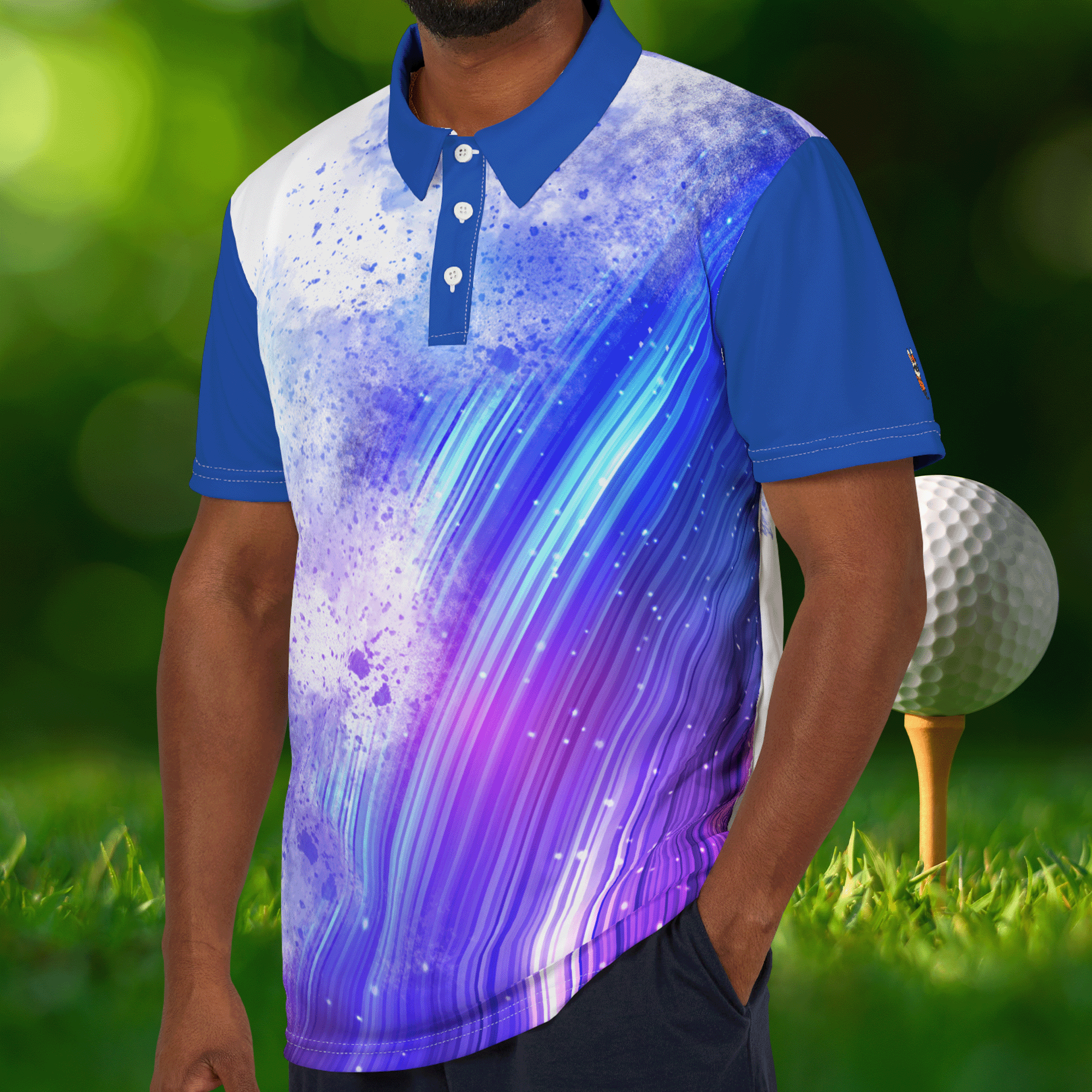 Light Wave Abstract Sports Polo Shirt