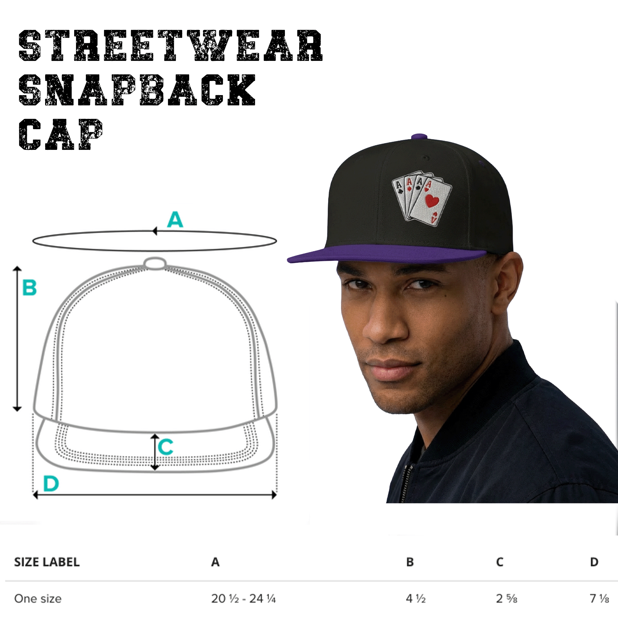 Embroidered Ace Cards Snapback Cap