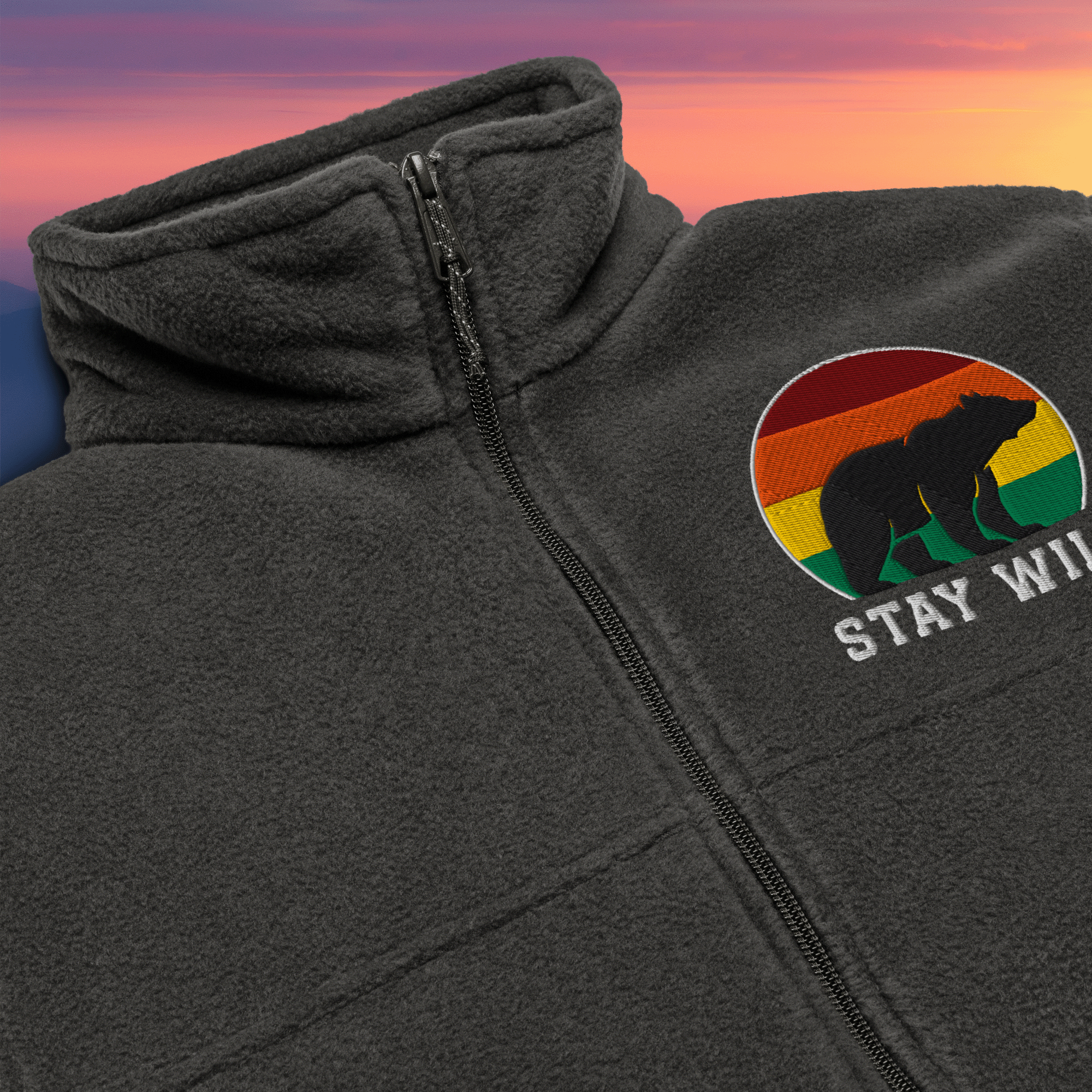 Stay Wild Black Bear Unisex Columbia Fleece Jacket