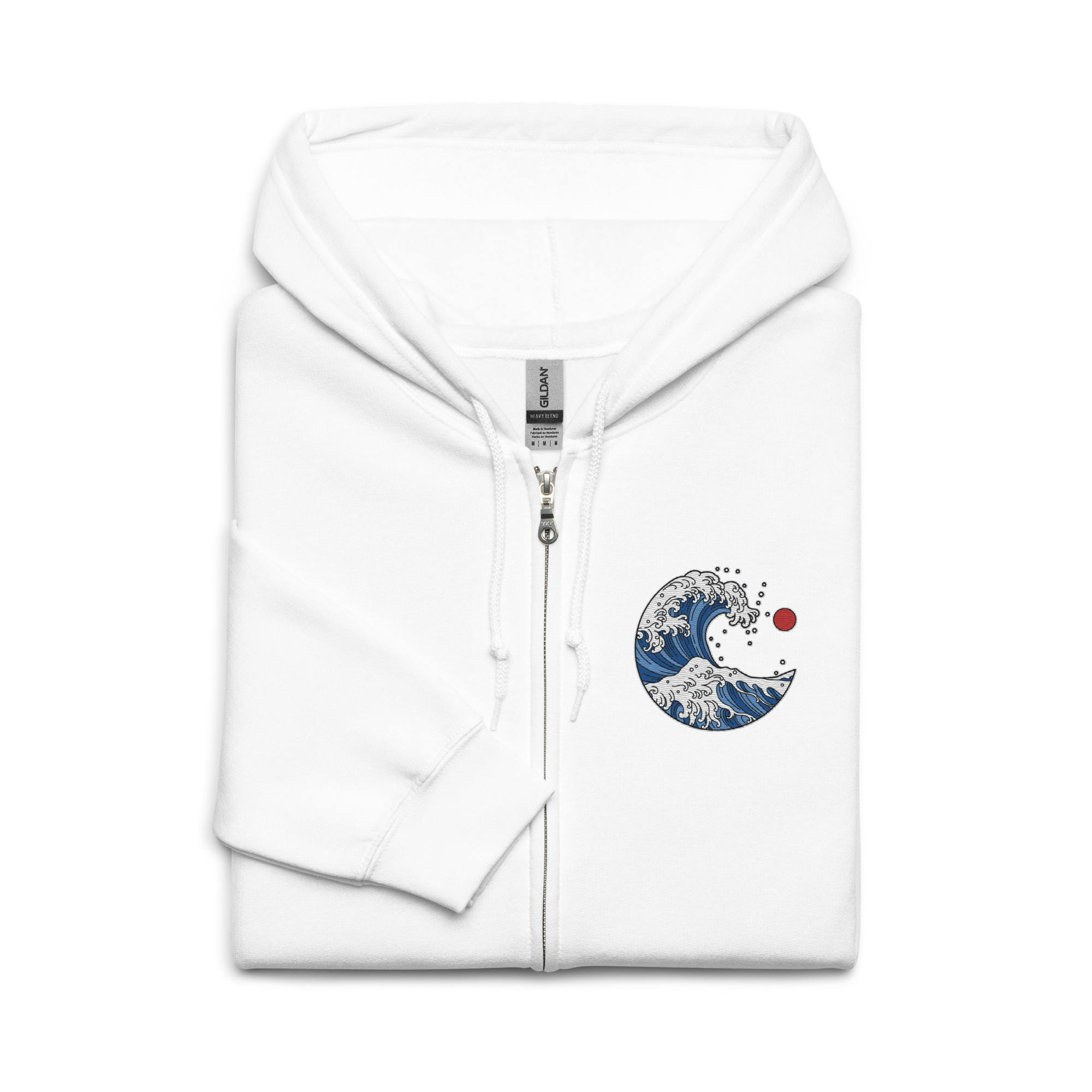 Japanese-Style Ocean Wave Zip Up Hoodie
