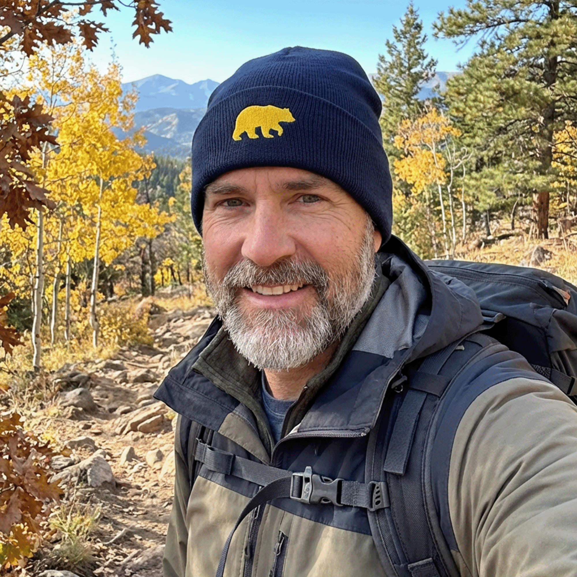 Embroidered Golden Bear Beanie