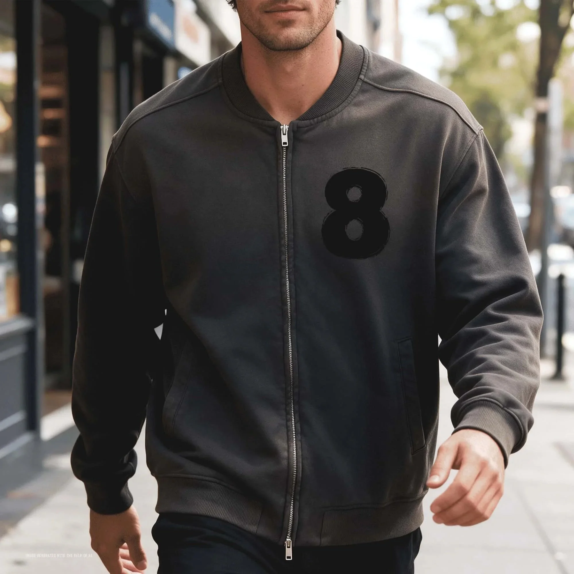 Grunge Number 8 Sun Faded Heavyweight Baseball Jacket