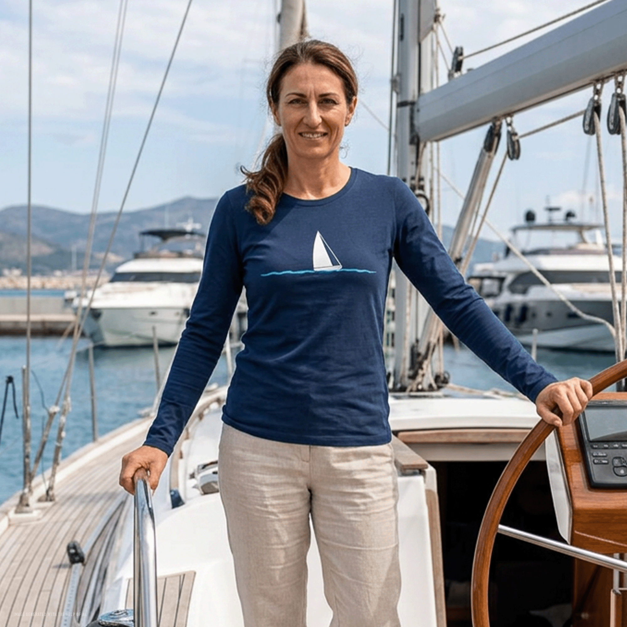 Women's Sailboat Long Sleeve UV Sun Shirt