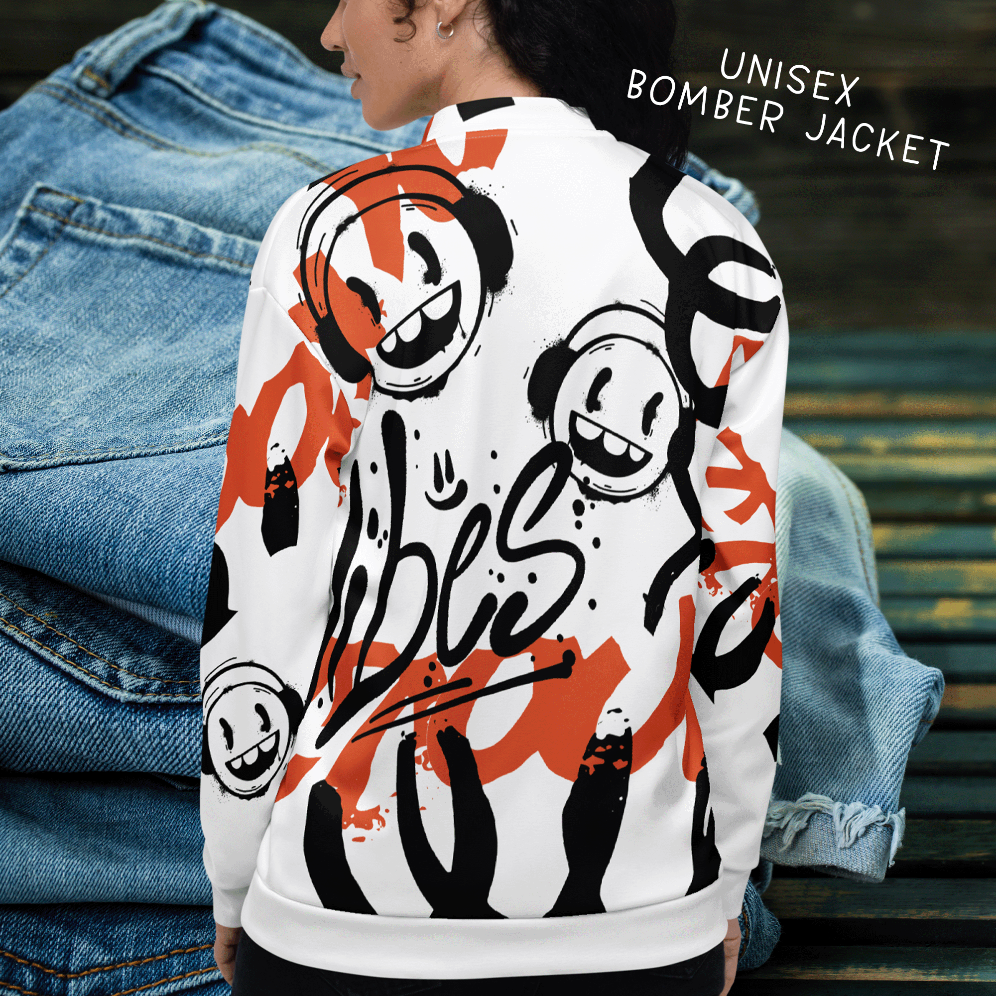 Graffiti Headphones Bomber Jacket 1.png