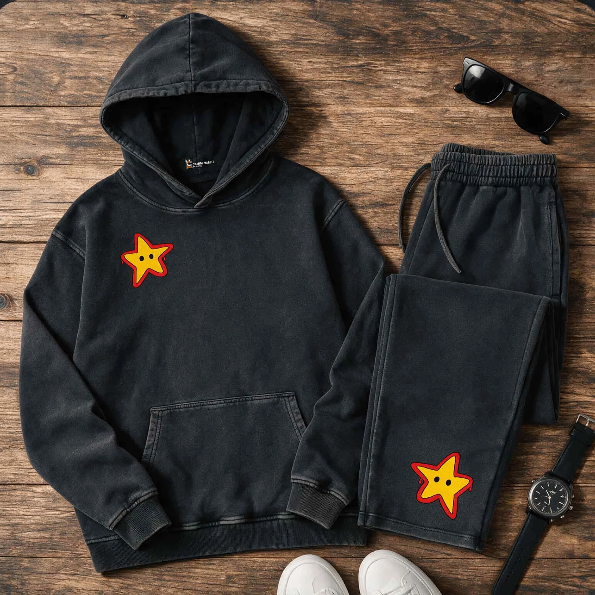 Snow Washed Star Fleece Hoodie & Sweatpants