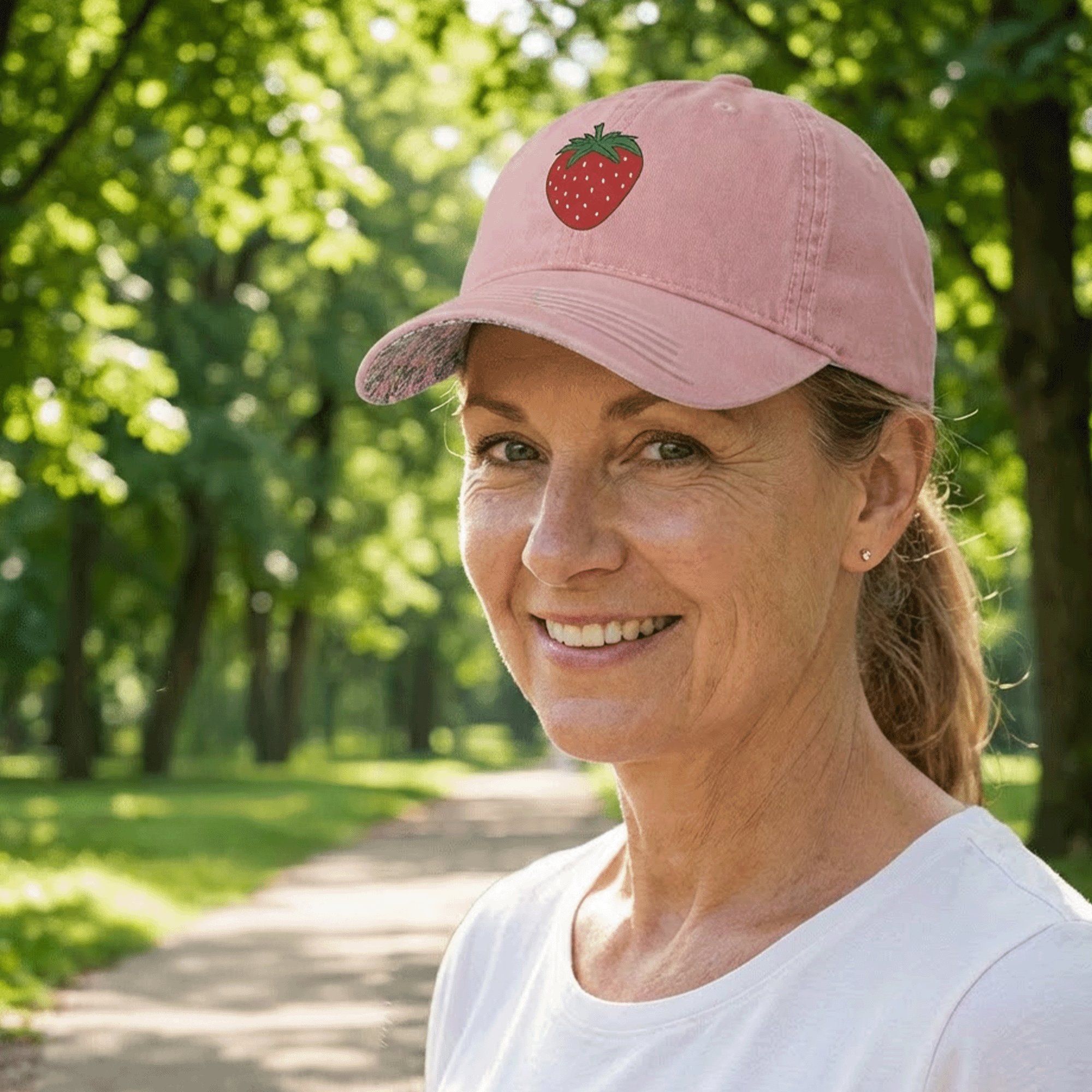 Women's Embroidered Strawberry Fashion Cassie Cap