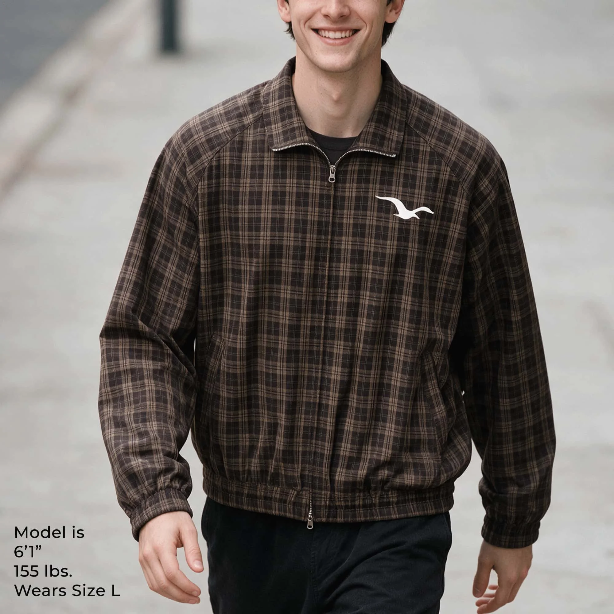 Unisex Seagull Plaid Full-Zip Track Jacket