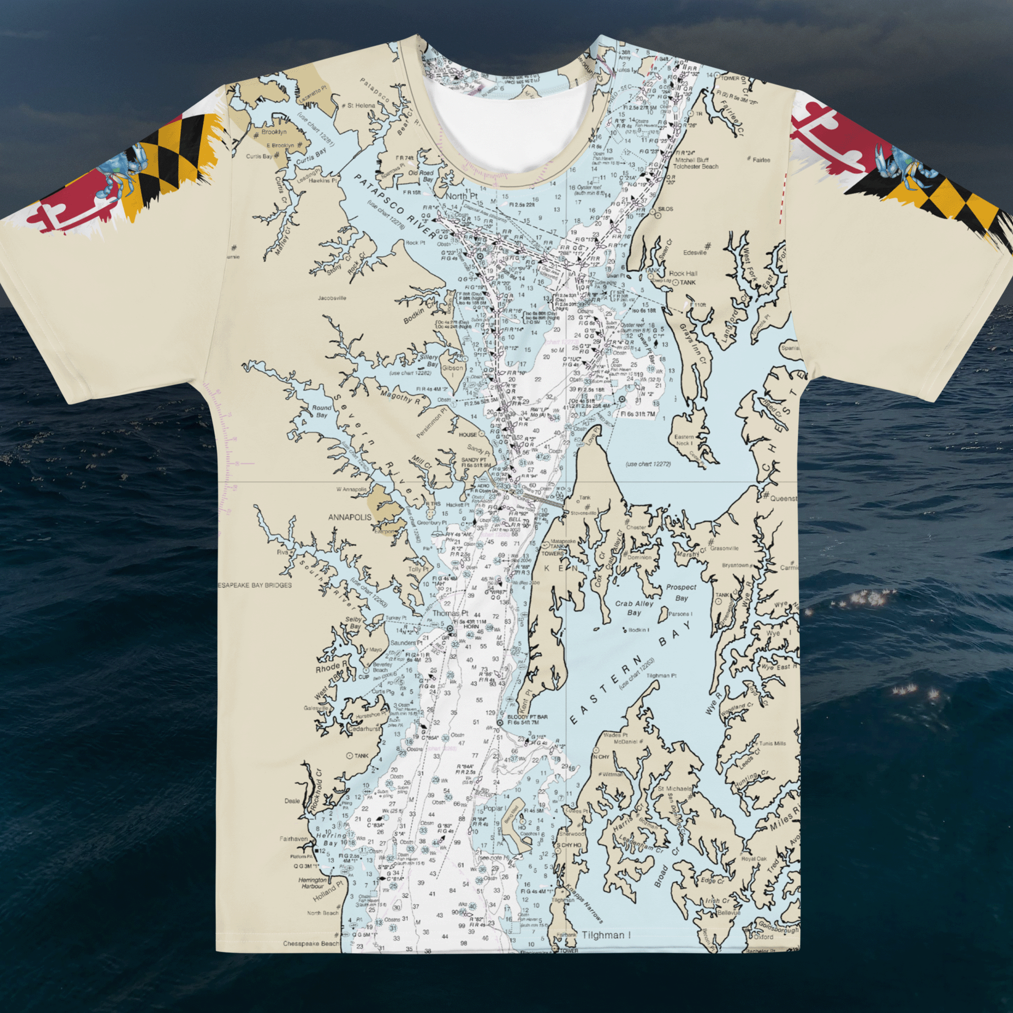Chesapeake Bay Maryland Nautical Chart Men's T-shirt