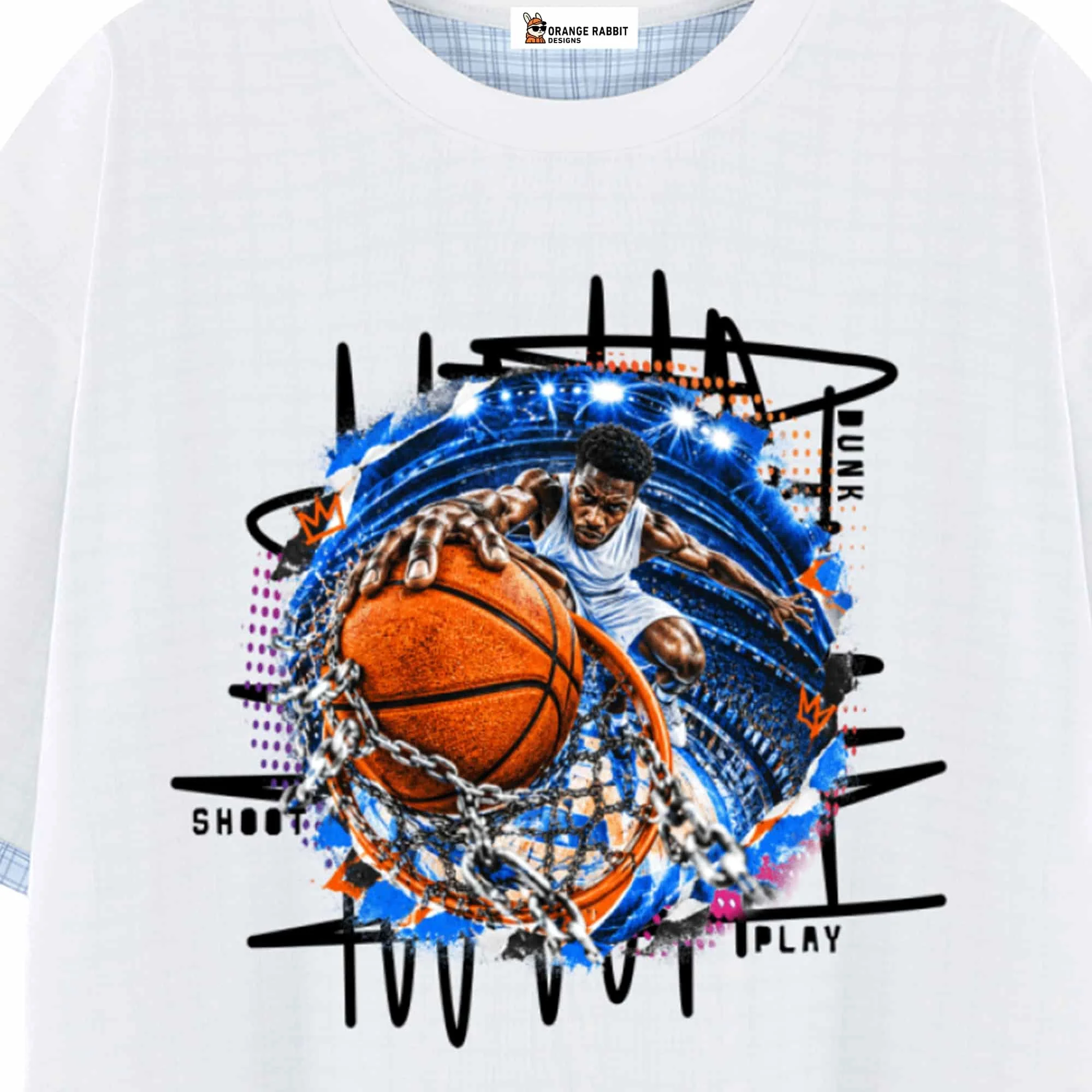 Basketball Player Unisex Boxy Plaid-Lined Double-Face T-Shirt