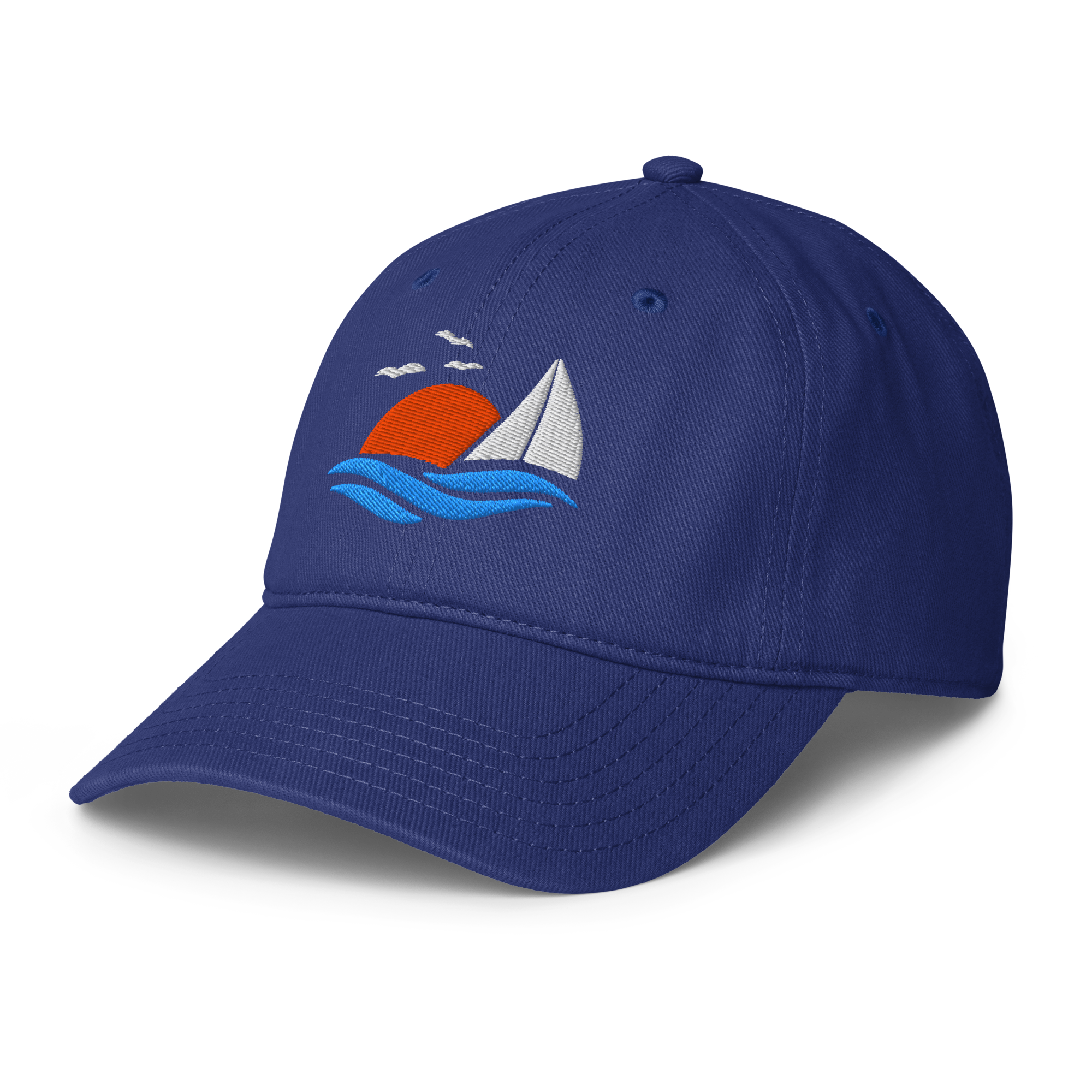 Embroidered Sailboat Sunset Low-profile Ball Cap