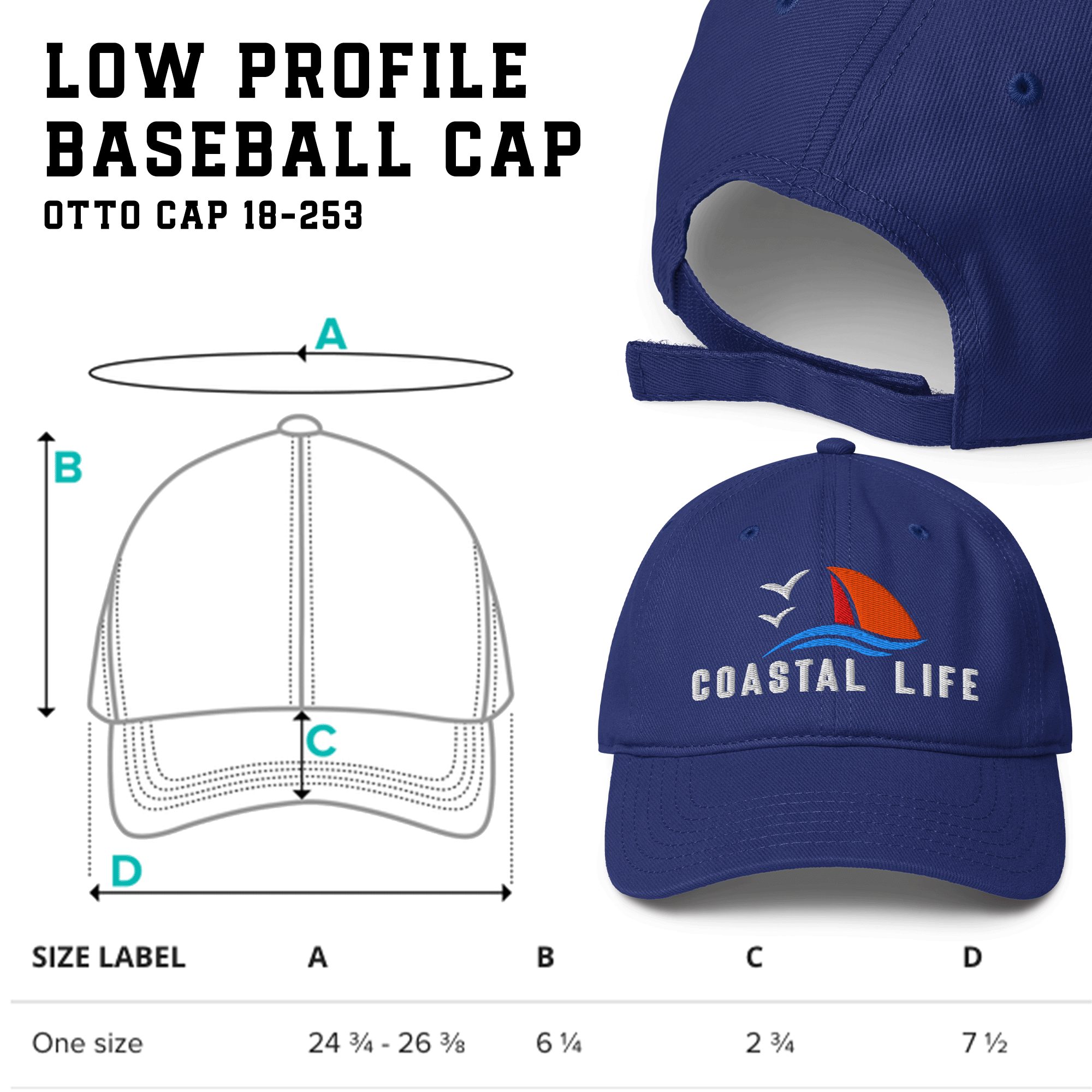 Embroidered Coastal Life Boating Low-profile Cap