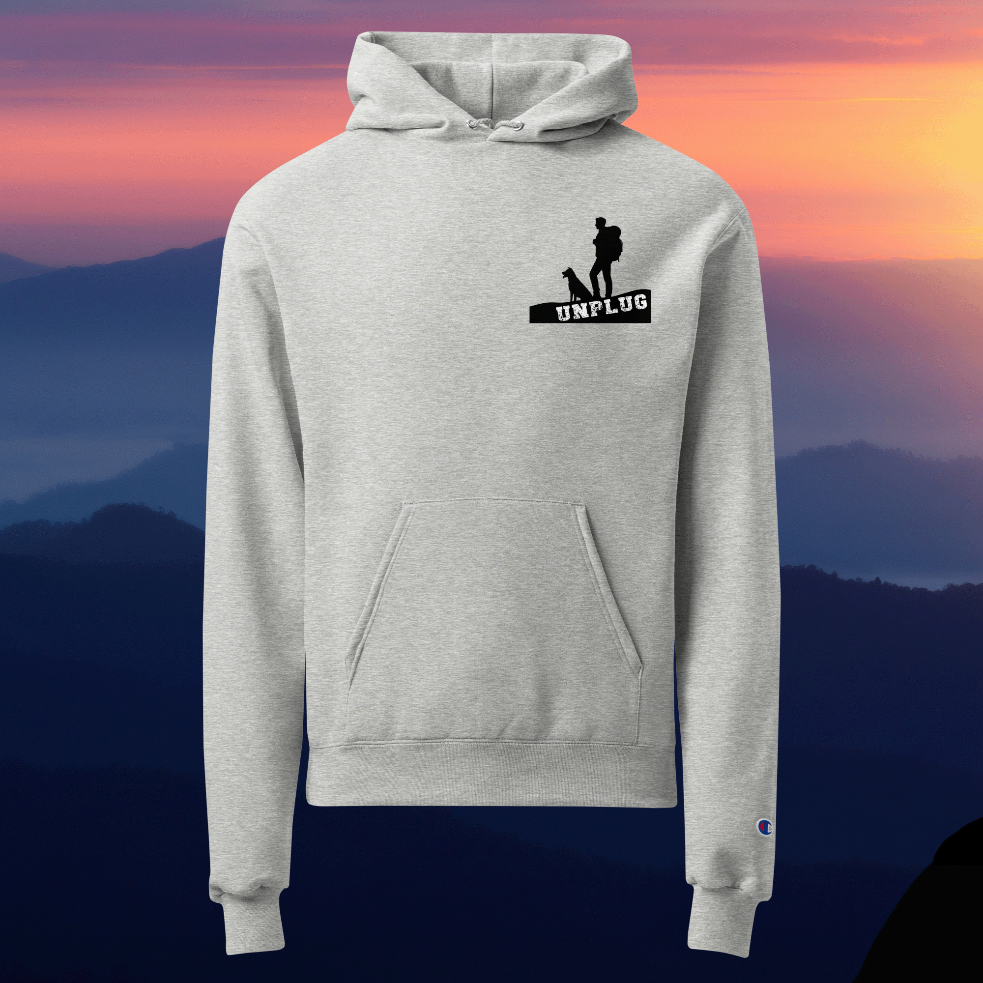 Unplug Hiking with Dog Powerblend Hoodie
