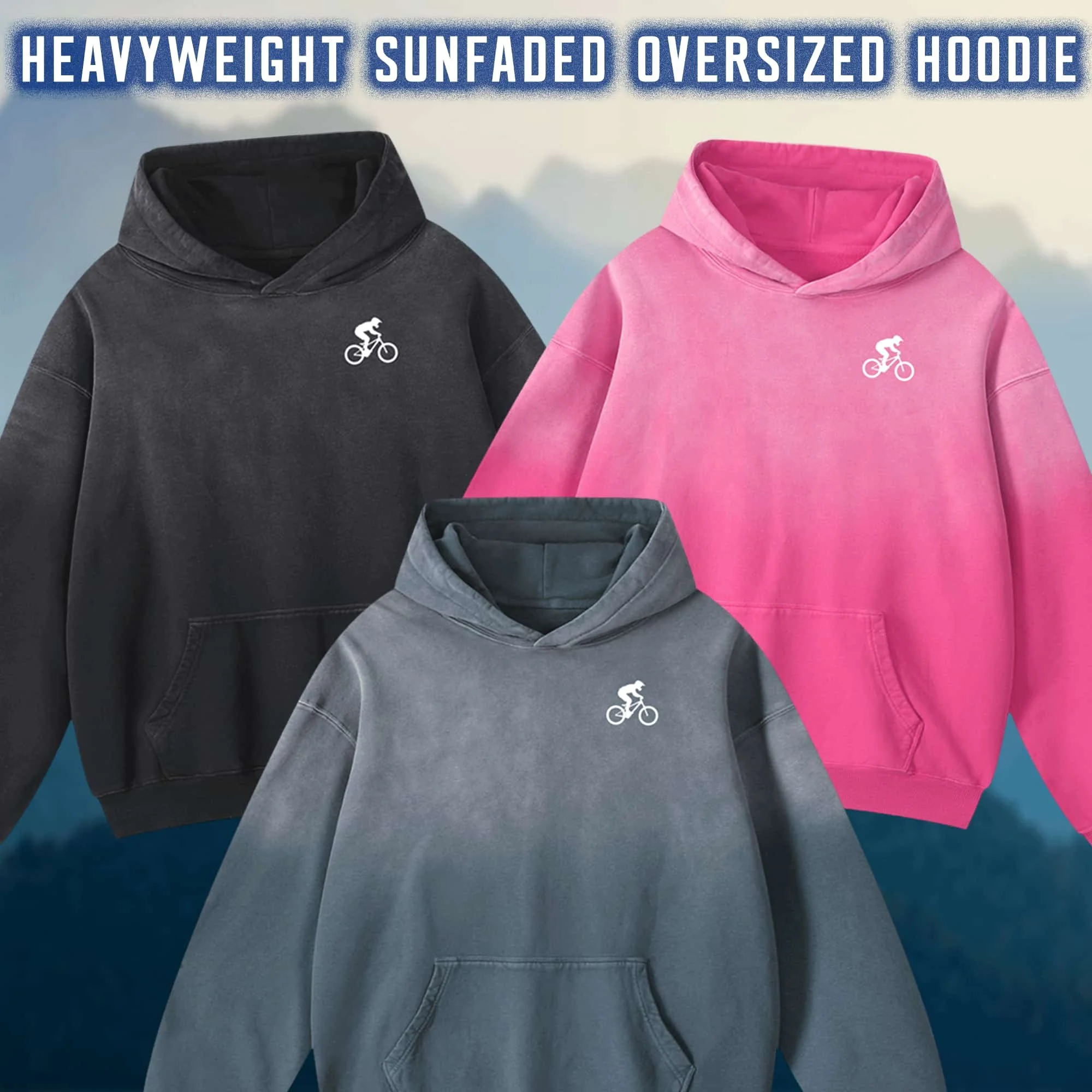 Mountain Biker Heavyweight Sunfaded Oversized Hoodie