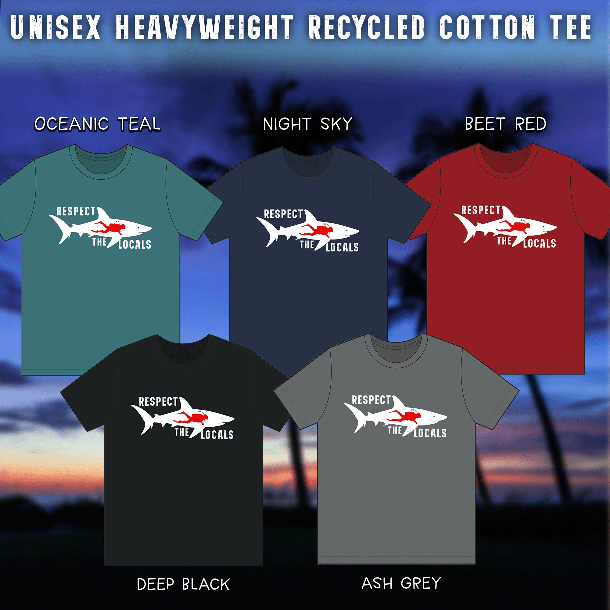 Respect the Locals Shark Recycled T‑Shirt