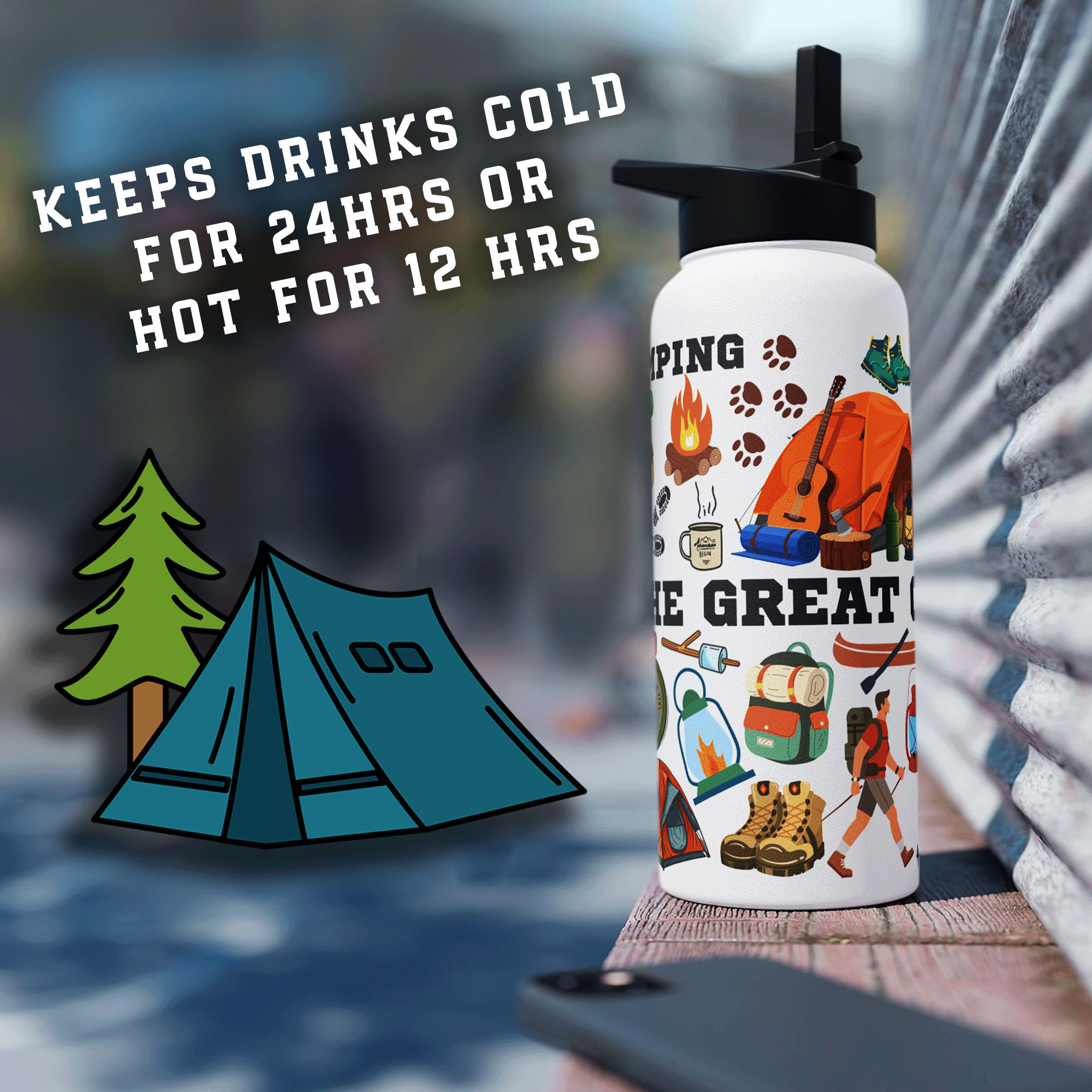Outdoor Adventure Stainless Steel 32oz Water Bottle