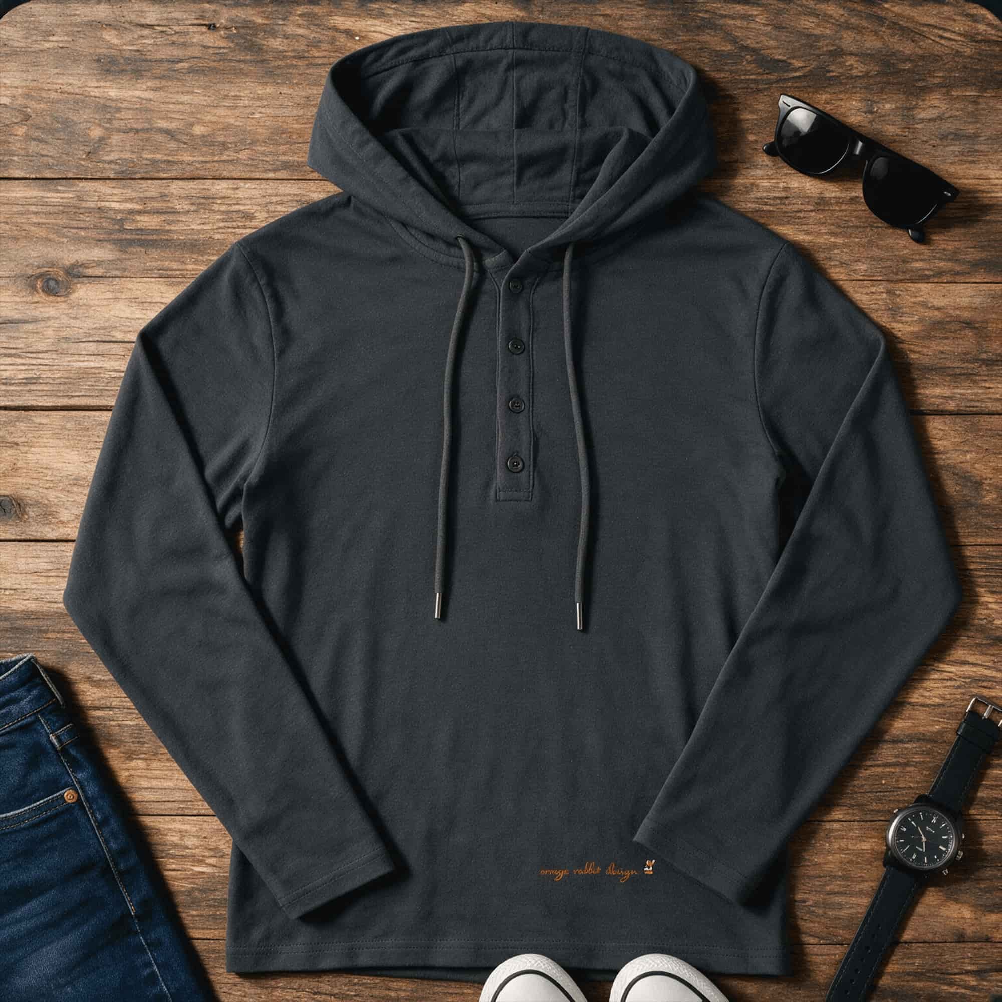 Women’s Slim Half-Button Hooded T-Shirt