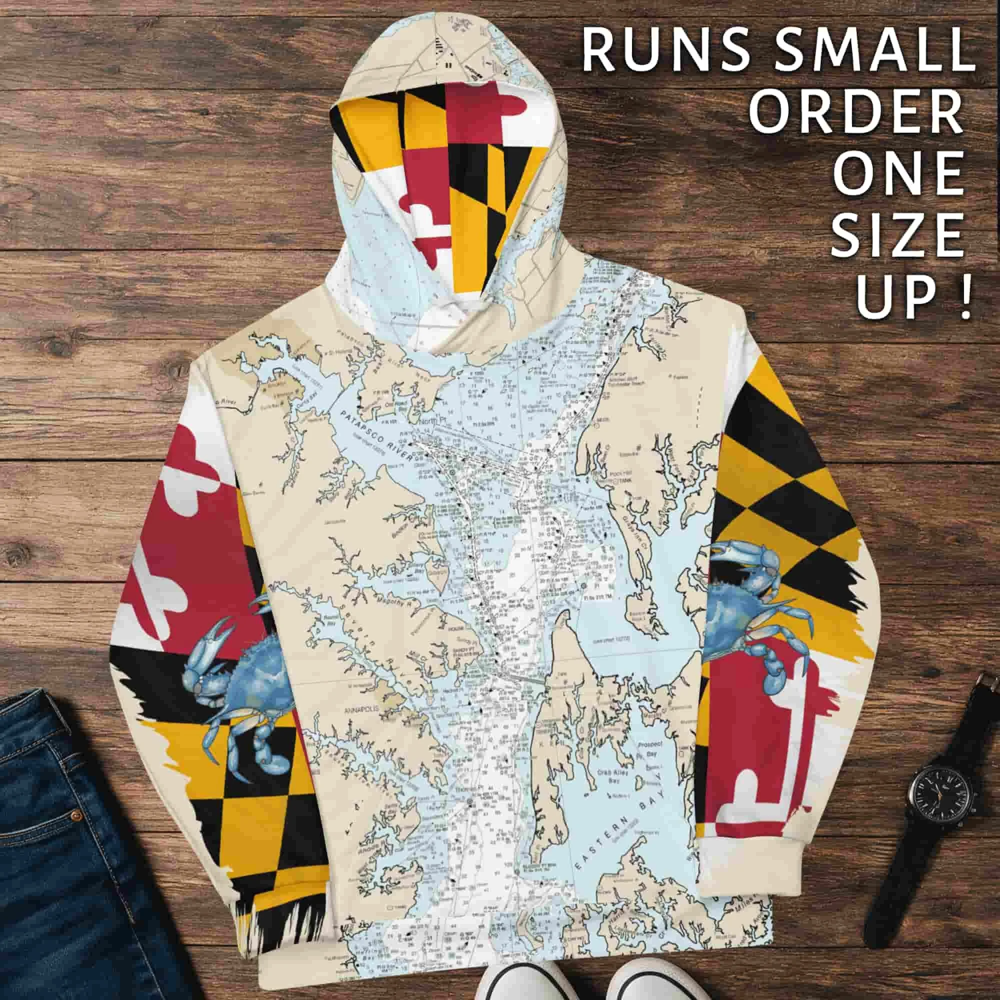 Chesapeake Bay Nautical Chart Hoodie