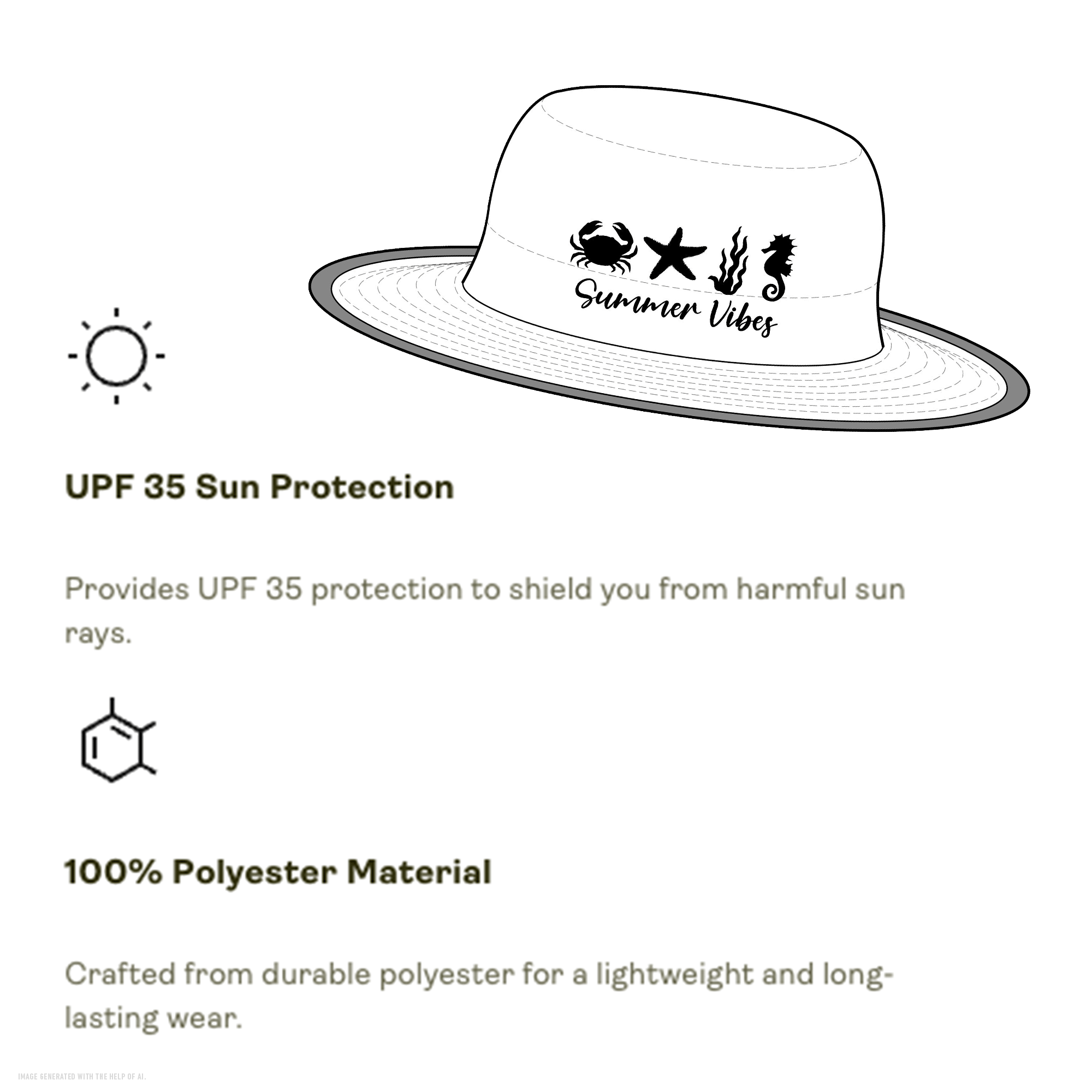 Summer Vibes Wide Brim Moisture-Wicking Sun Hat