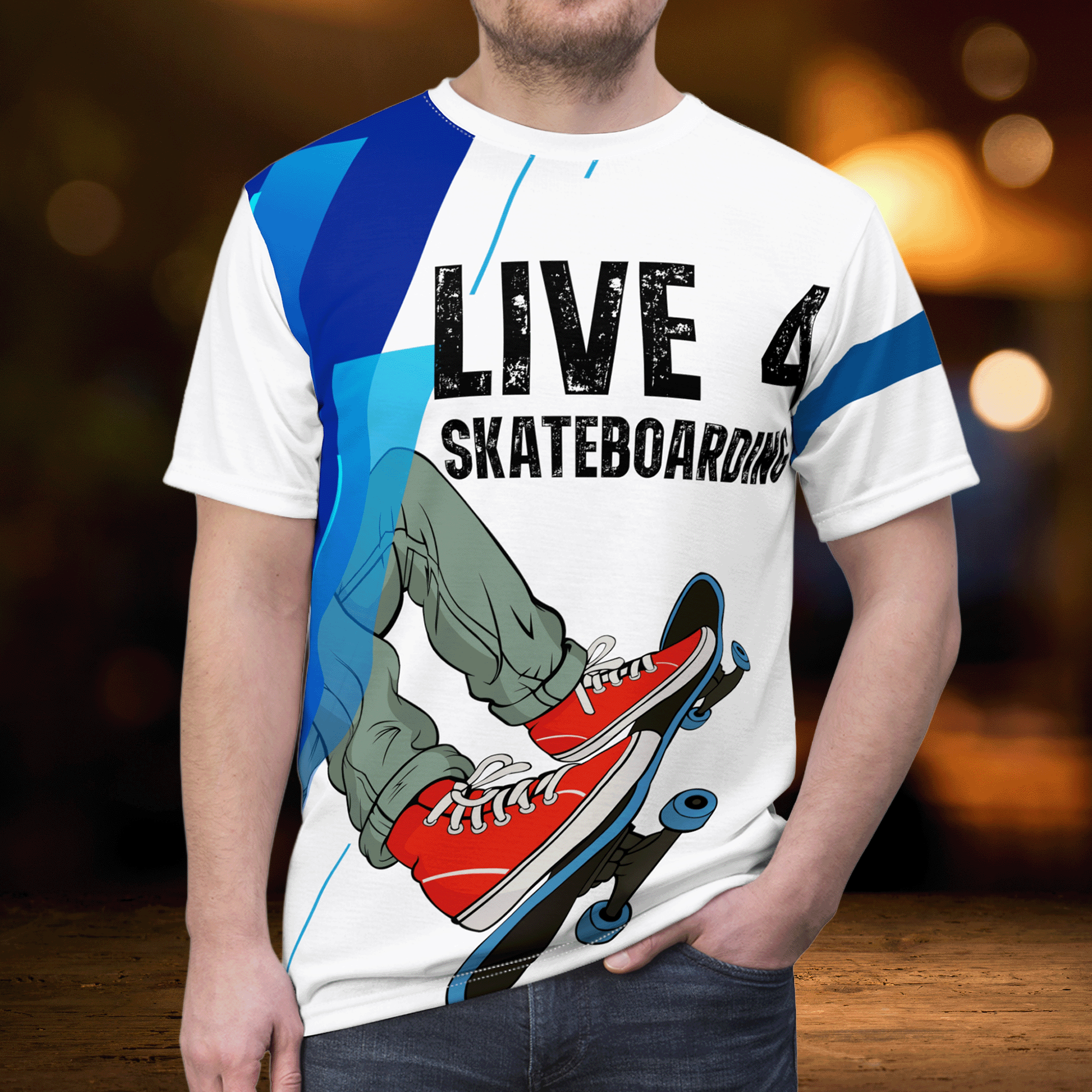 Live 4 Skateboarding All Over Print Graphic Tee