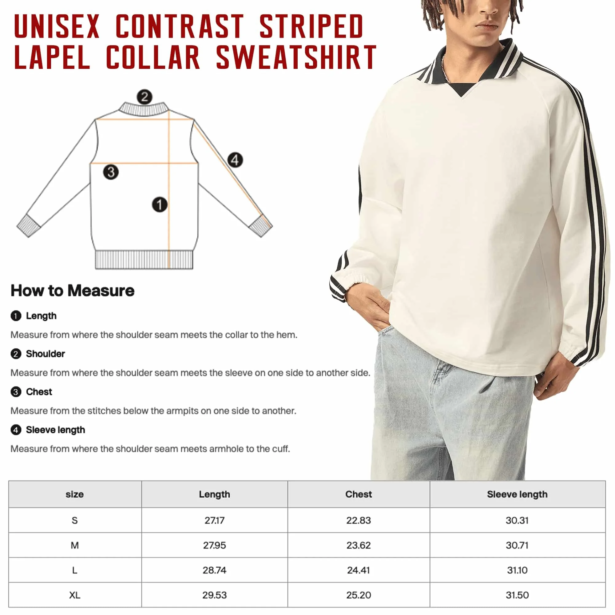 KING Contrast Striped Lapel Collar Sweatshirt