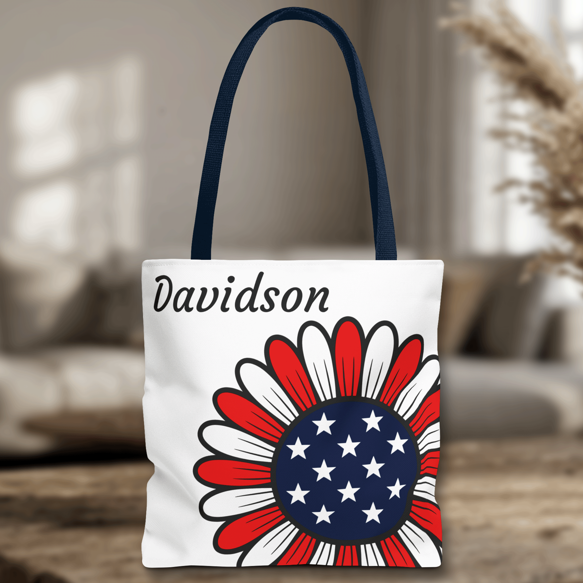 Personalized American Flower Tote Bag