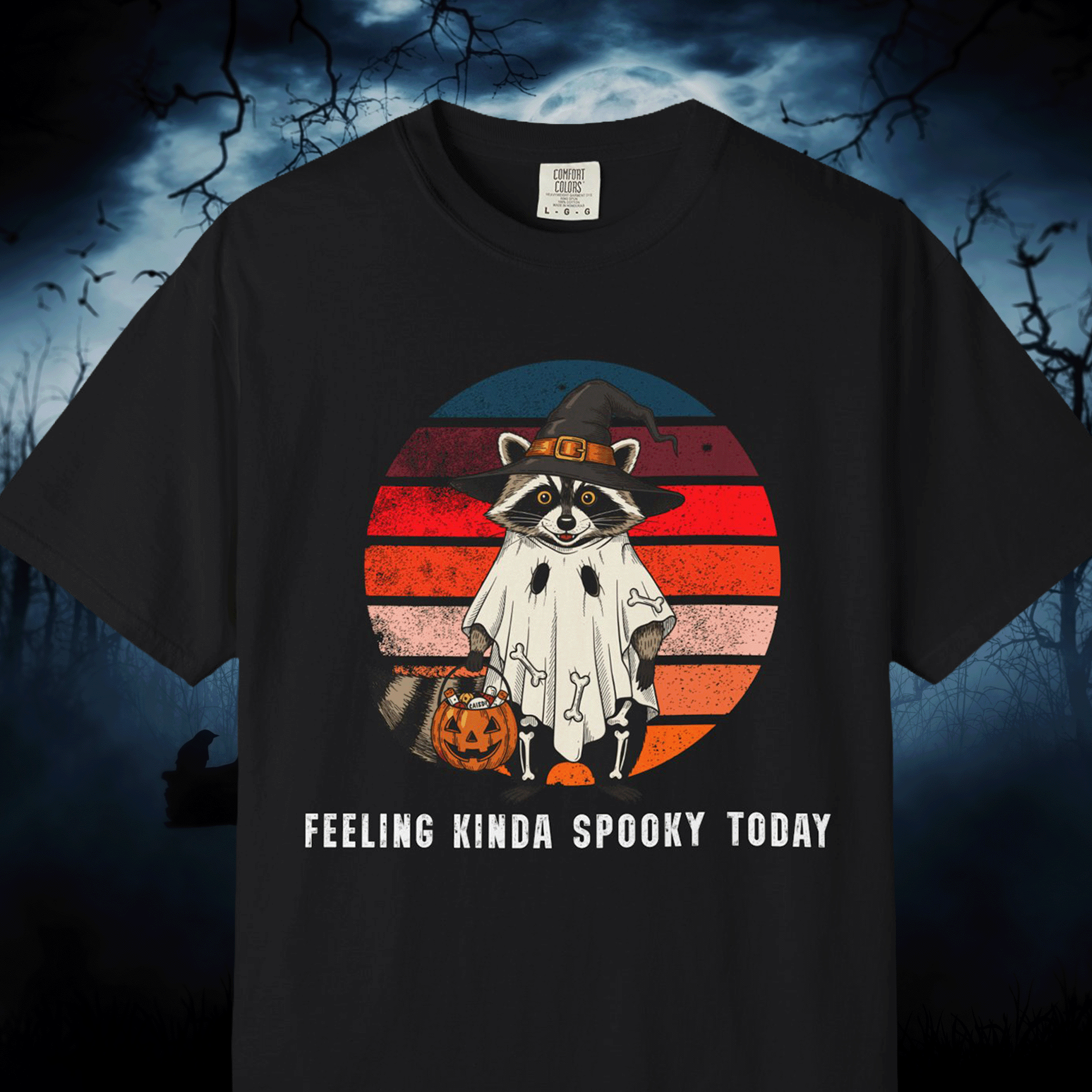 Raccoon Feeling Kinda Spooky Today Comfort Colors T-Shirt