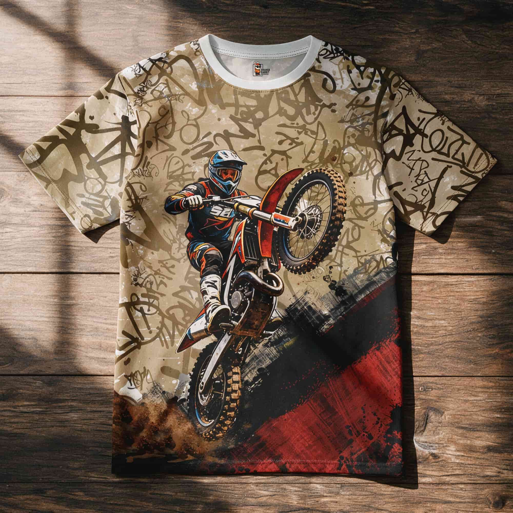 Motocross Graffiti Grunge Style T-shirt