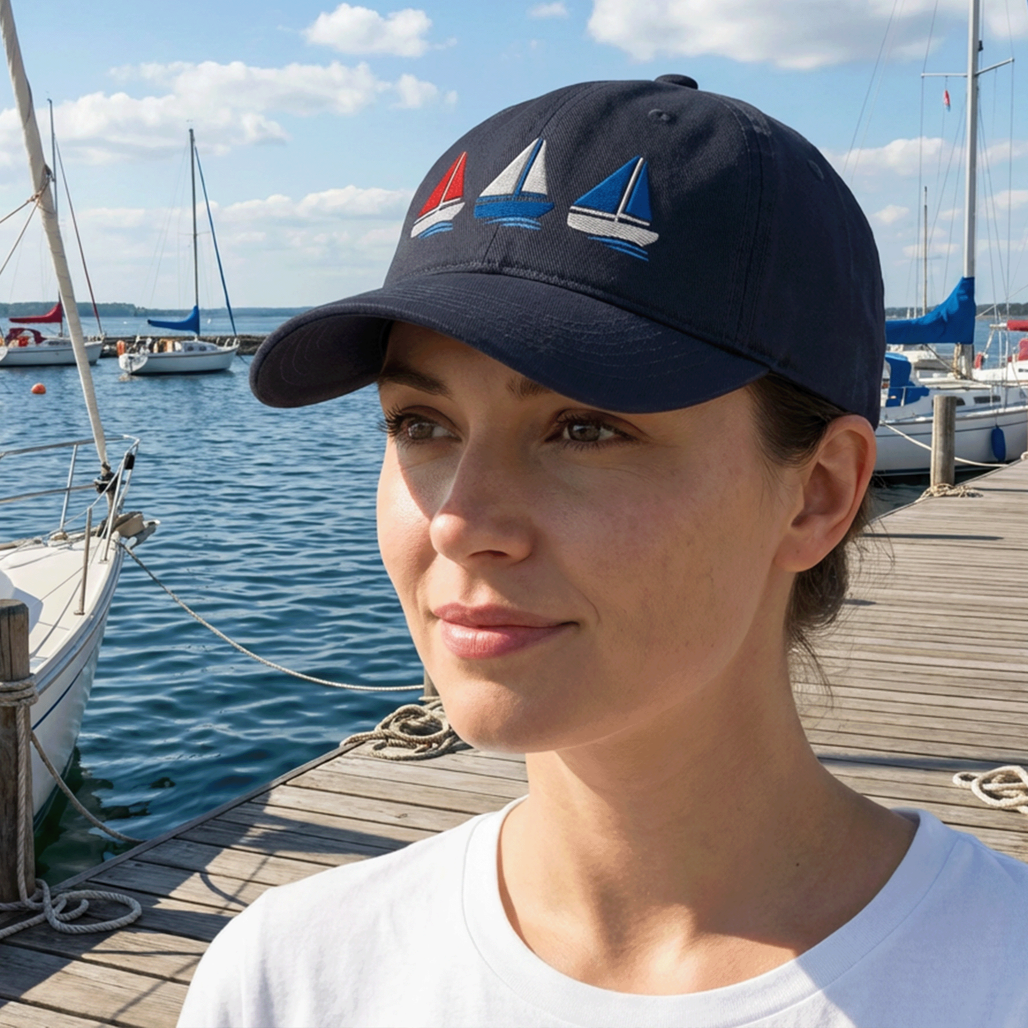 Embroidered Low-profile Sailboat Cap