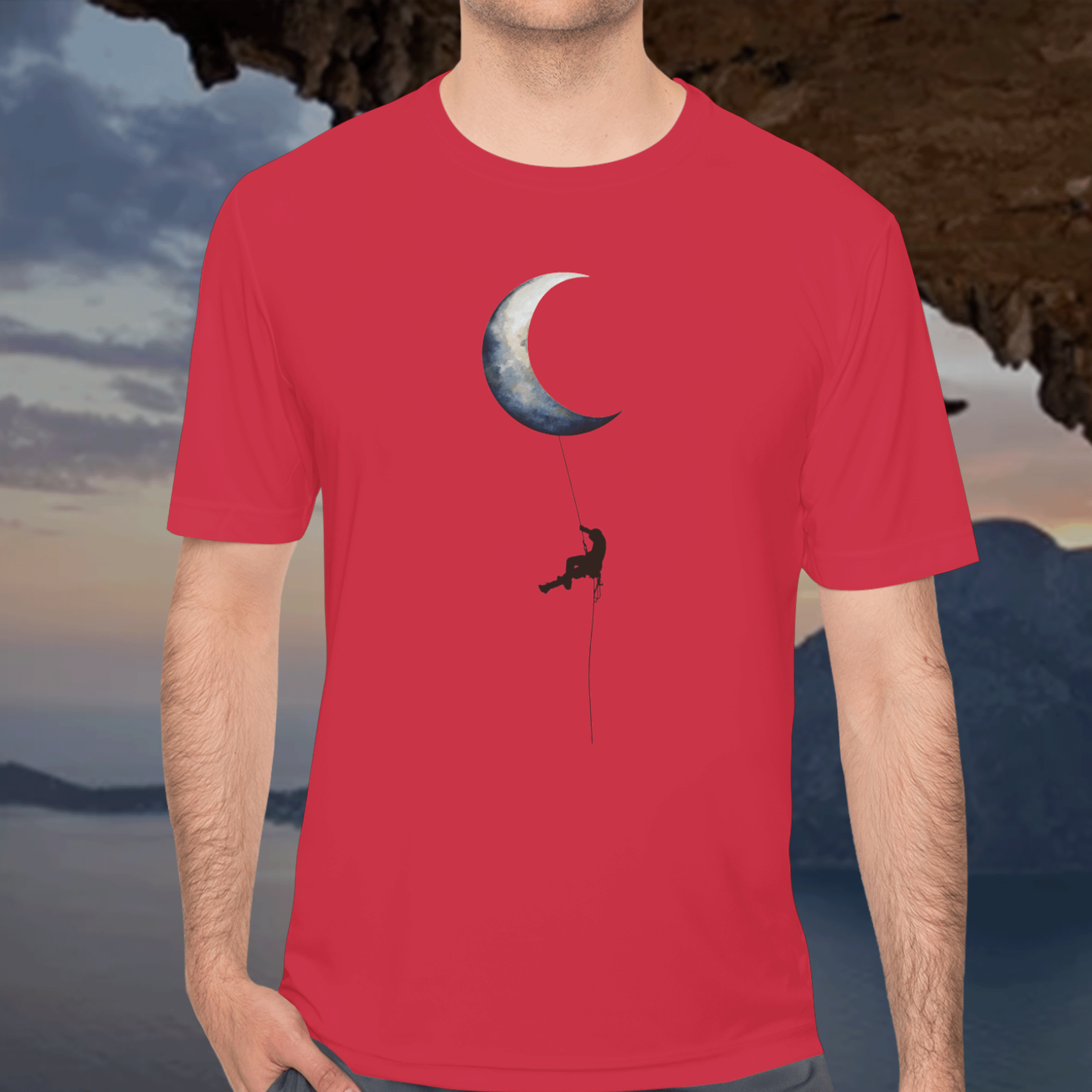 Rock Climber Crescent Moon Minimalist T-Shirt