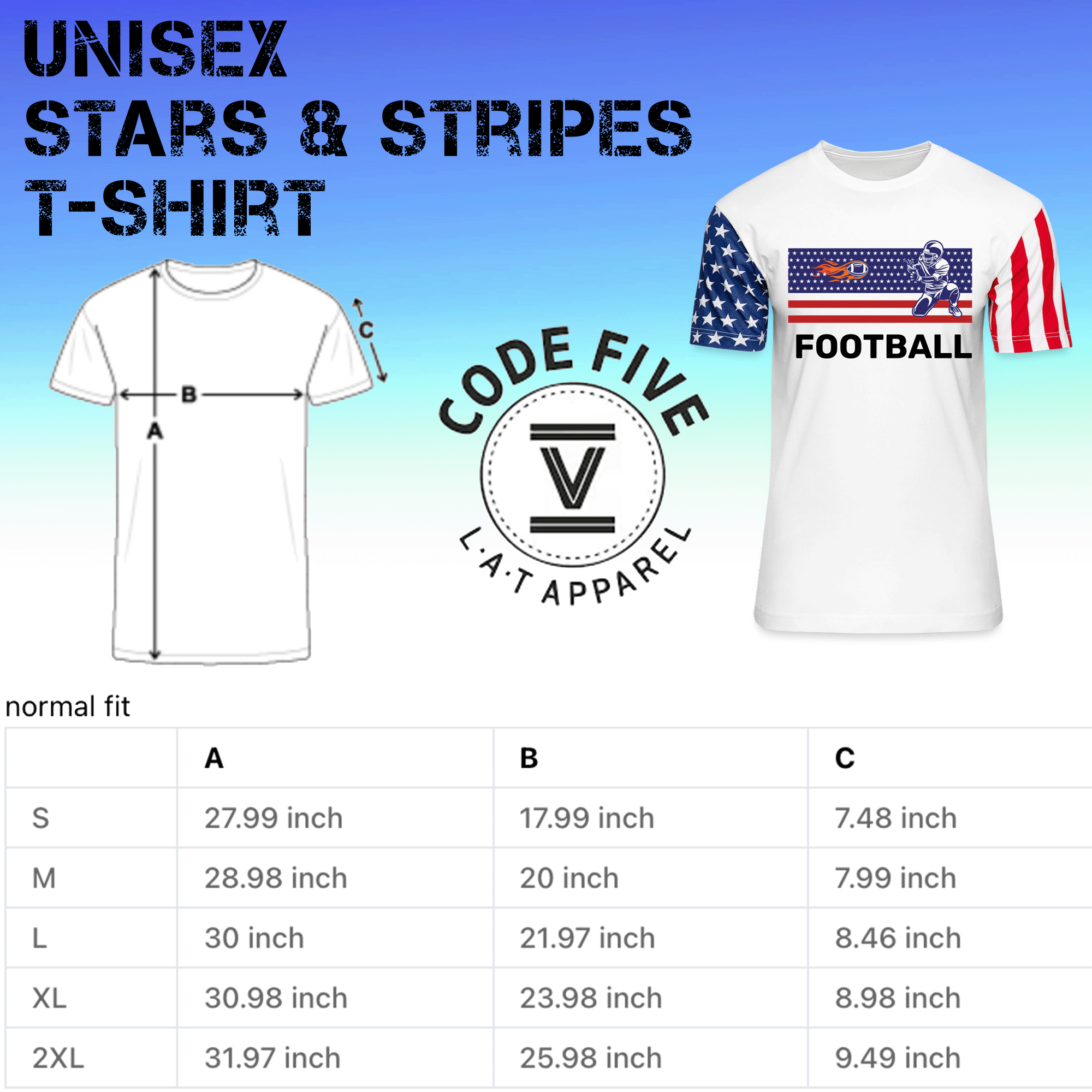 Football Patriotic Unisex Stars & Stripes T-Shirt