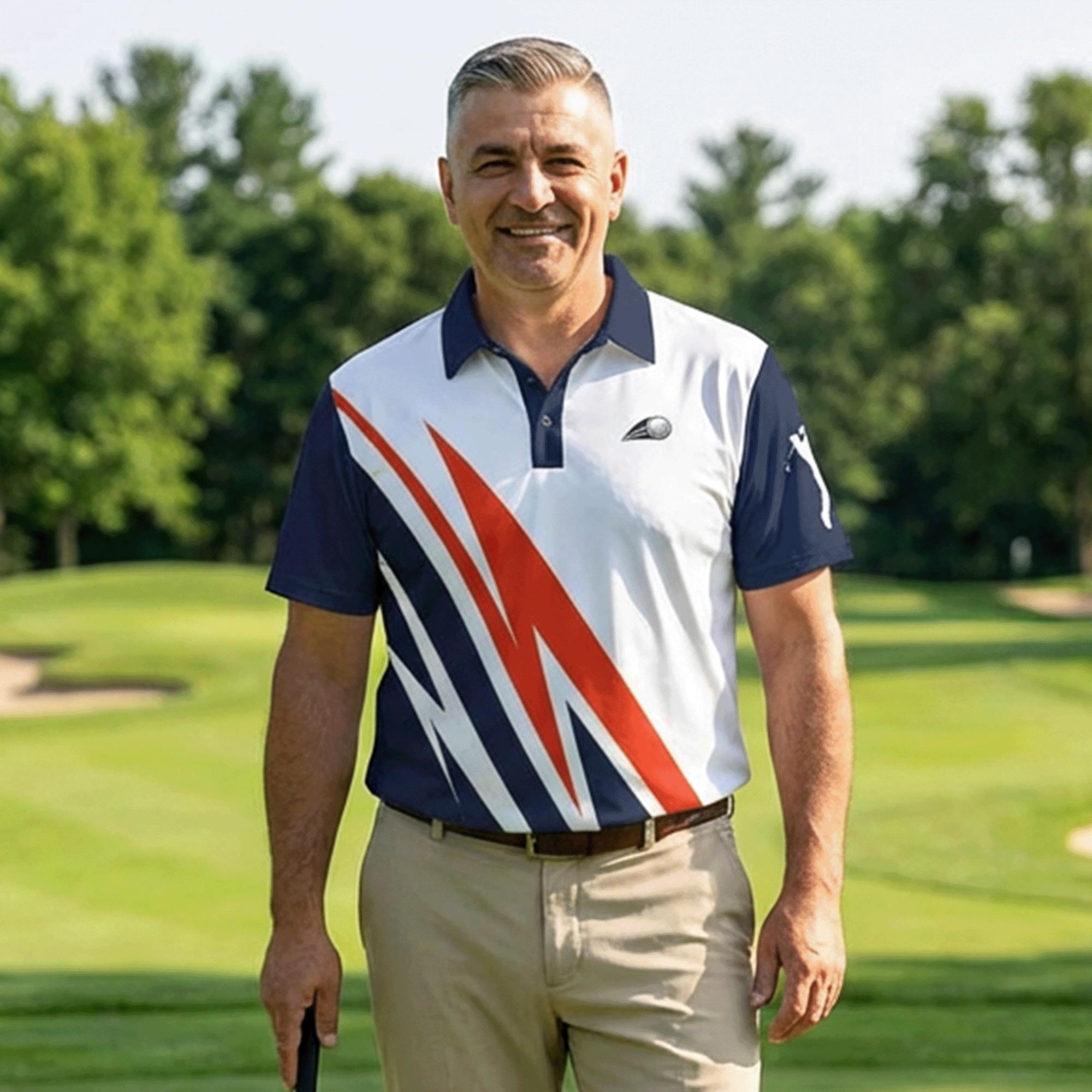 Golf Zig Zag Stripe Performance Polo Shirt