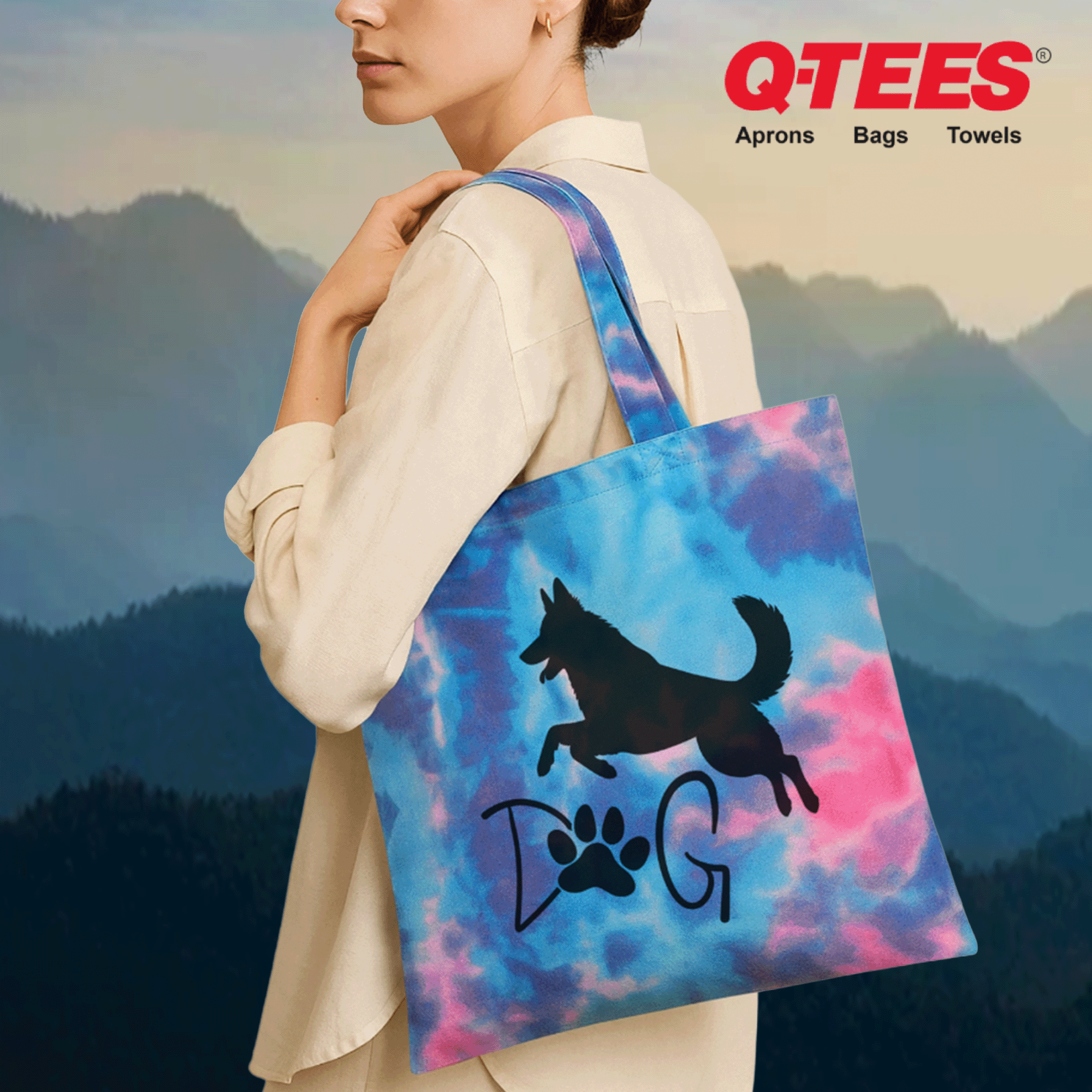 Dog Tie Dye Tote Bag