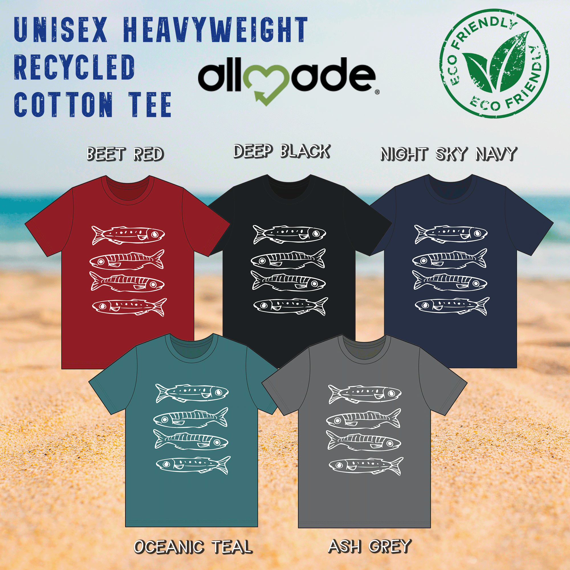 Sardine Stack Minimalist Recycled Cotton T‑Shirt